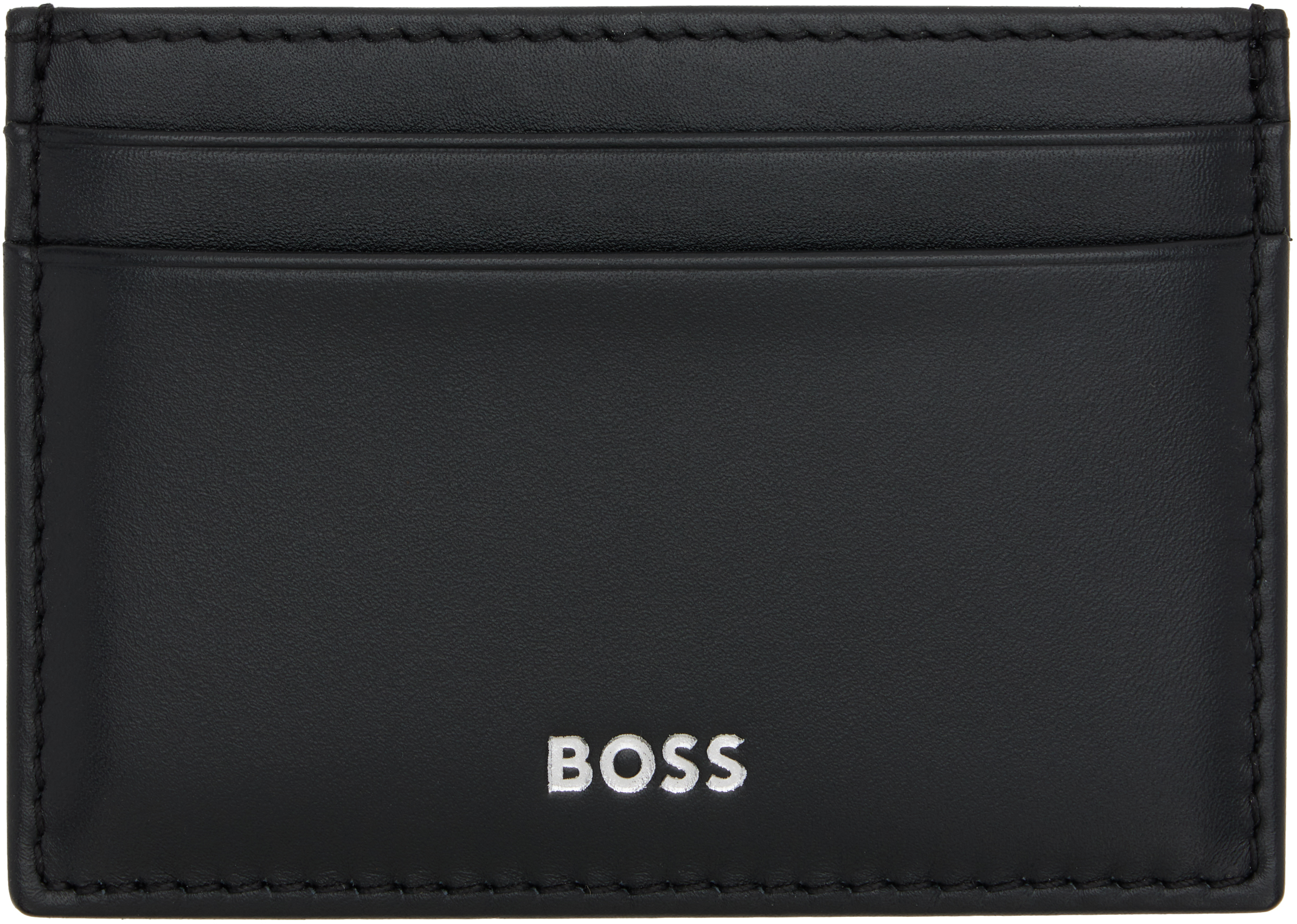 Black Buffed Leather Card Holder