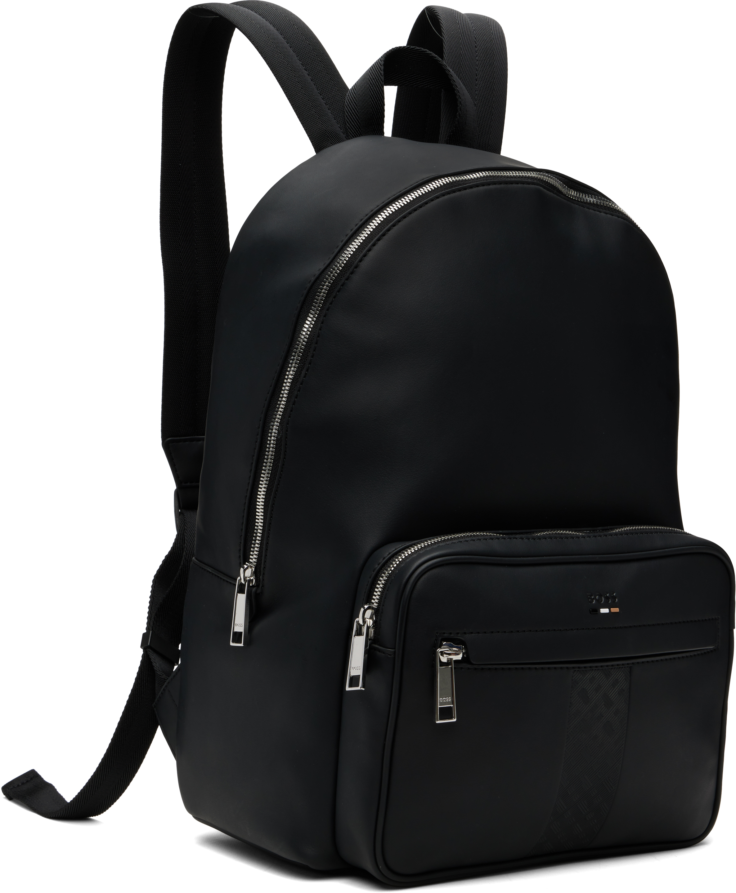 Hugo Boss Black Structured Signature Trims Backpack In Black