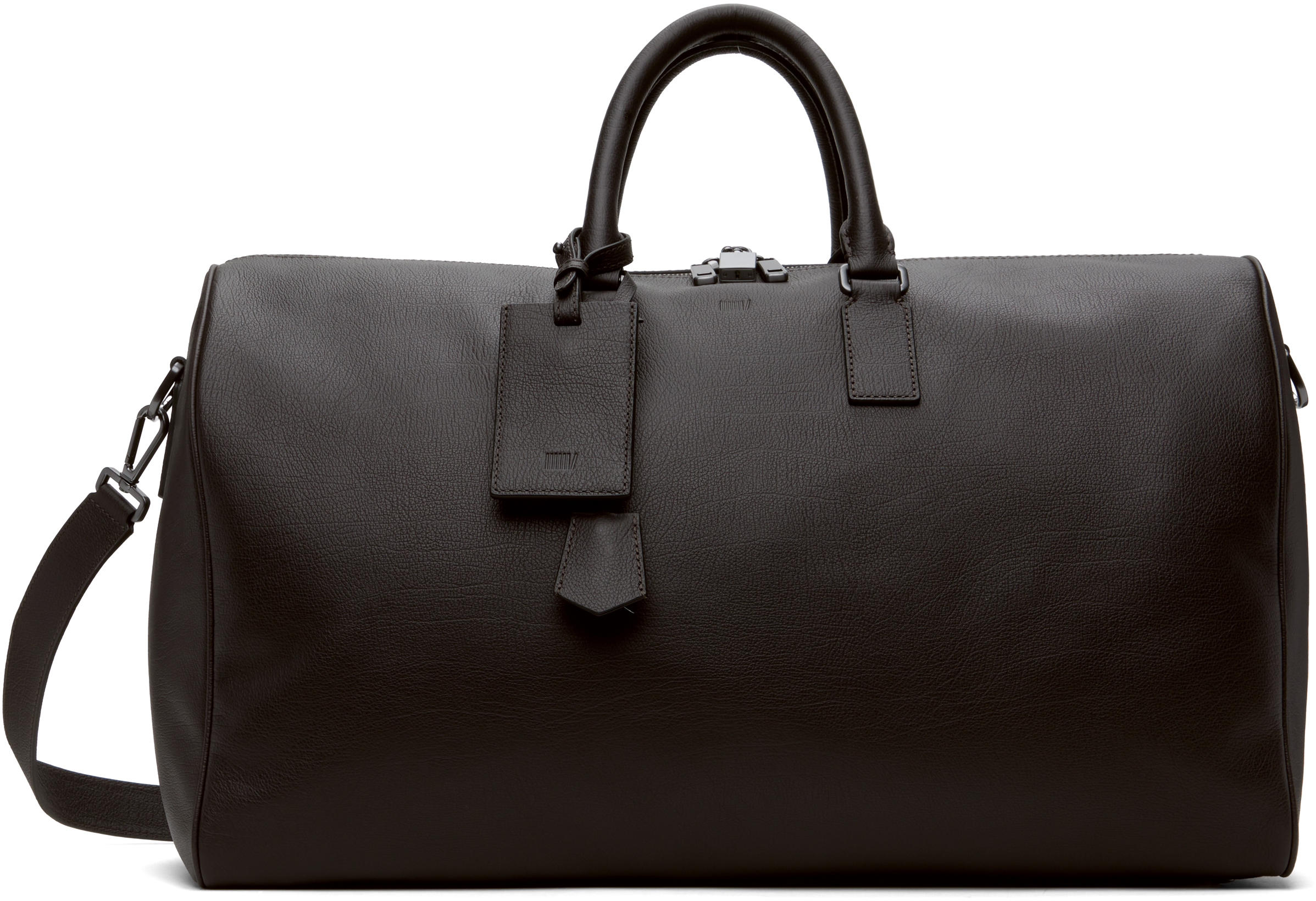 Hugo Boss Brown Beckham Edition Grained Leather Holdall Duffle Bag