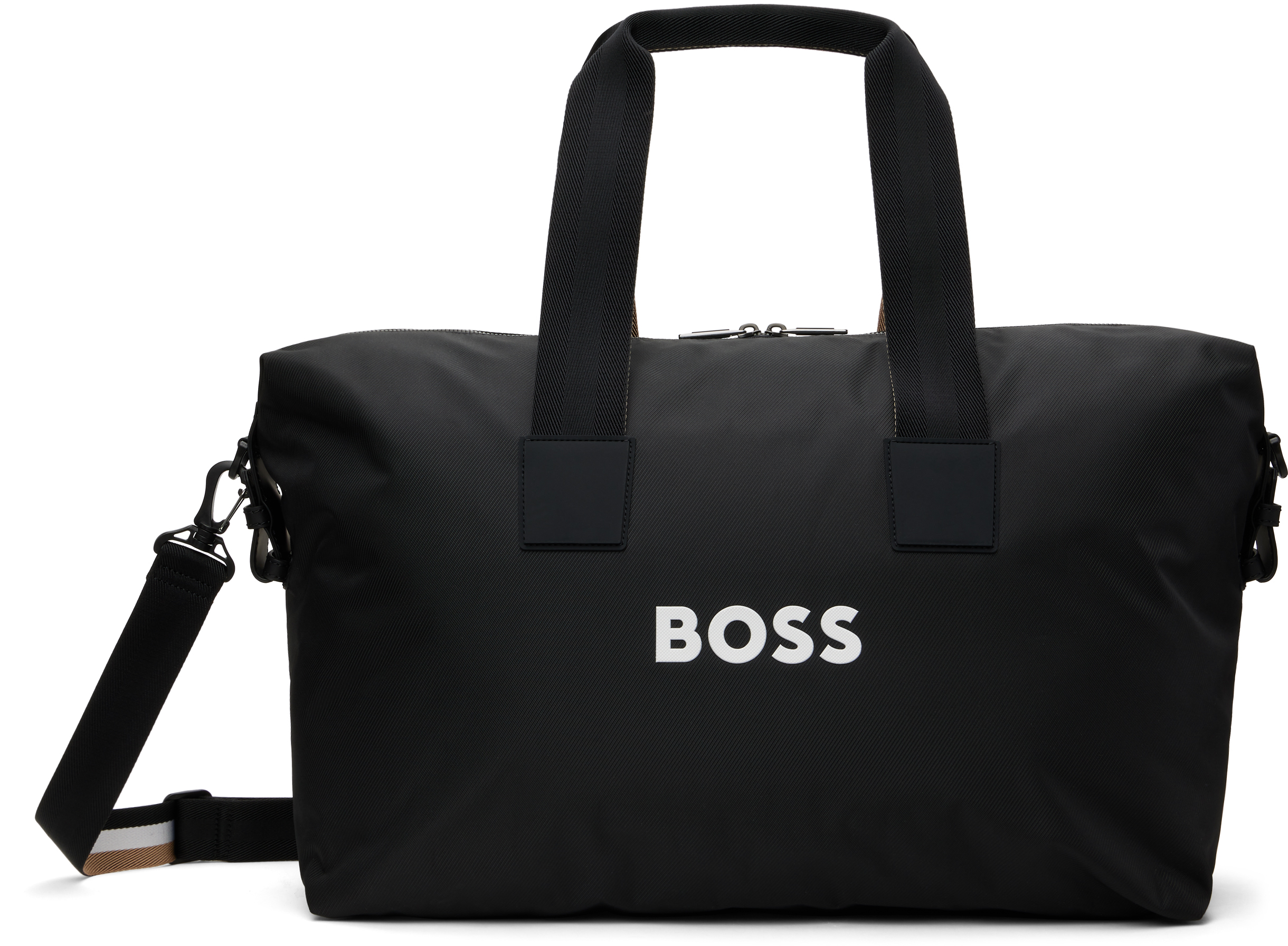 BOSS ボス★ブラック Holdall ダッフルバッグ BOSSのブラック ポリッシュド ハードウェア ホールドオール