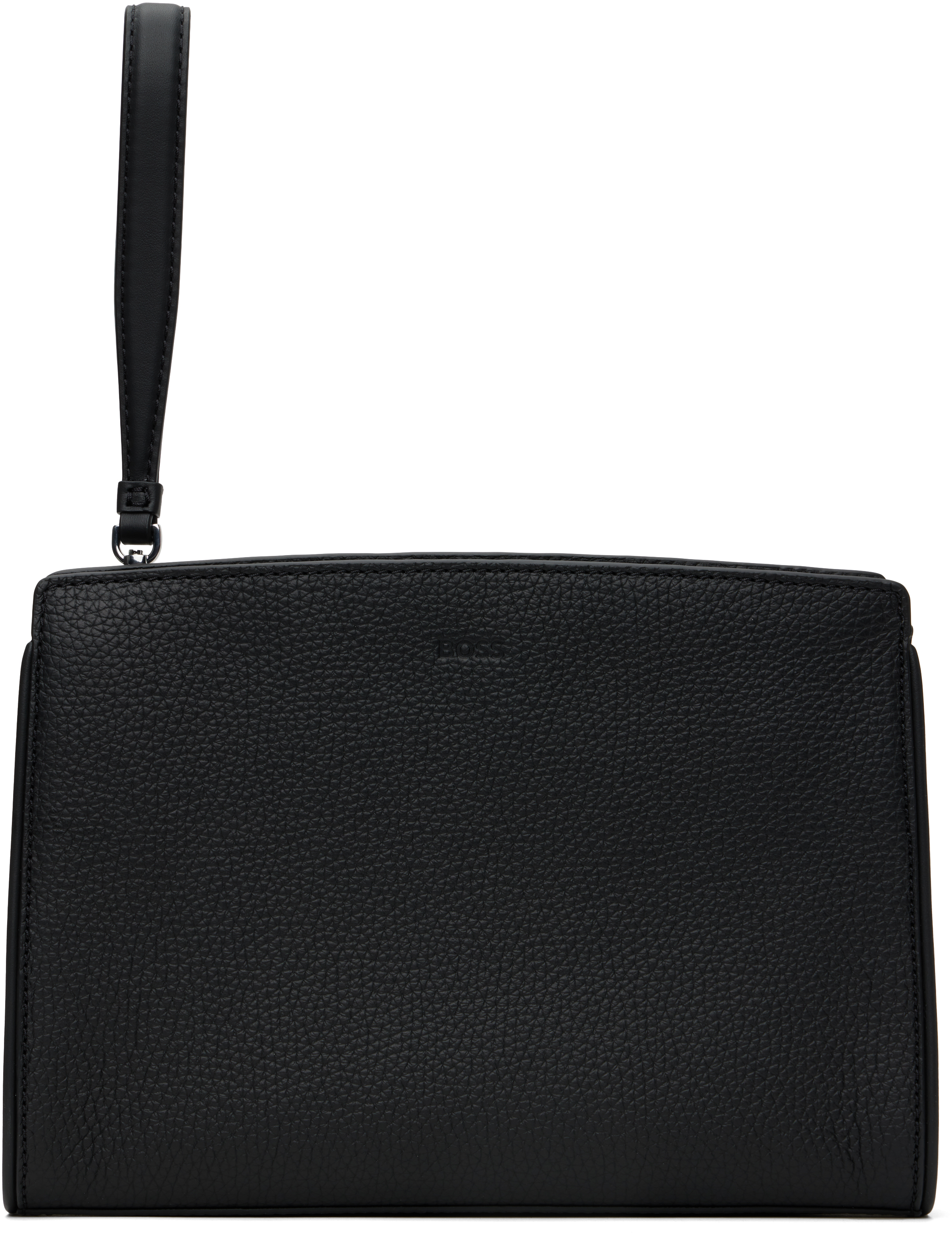 Black Pebble-Grained Leather Pouch