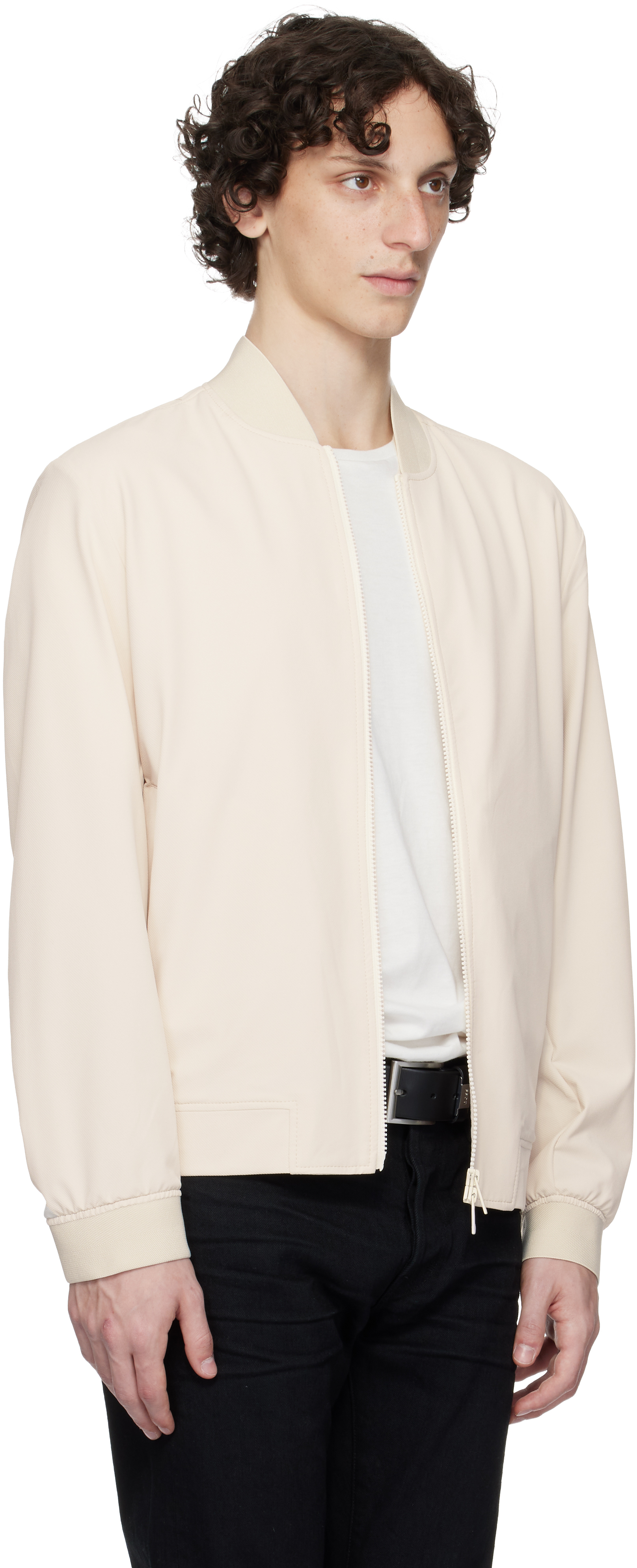 Hugo Boss Off-white Water-repellent Performance-stretch Bomber Jacket