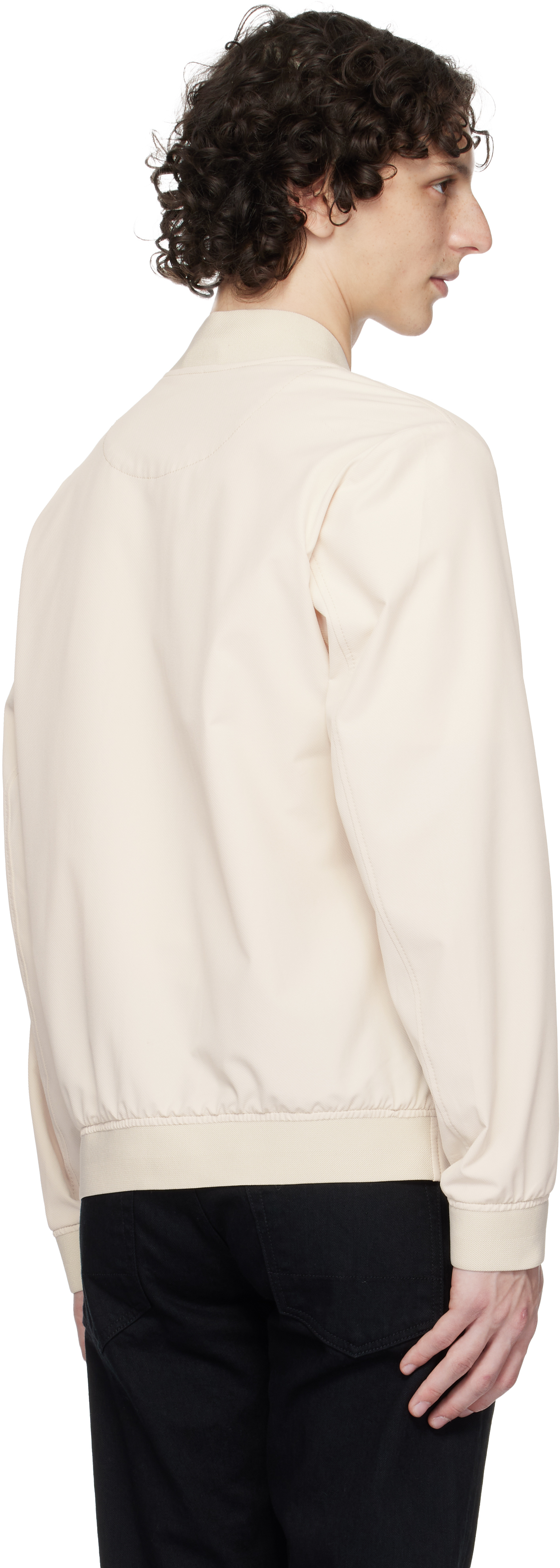 Hugo Boss Off-white Water-repellent Performance-stretch Bomber Jacket