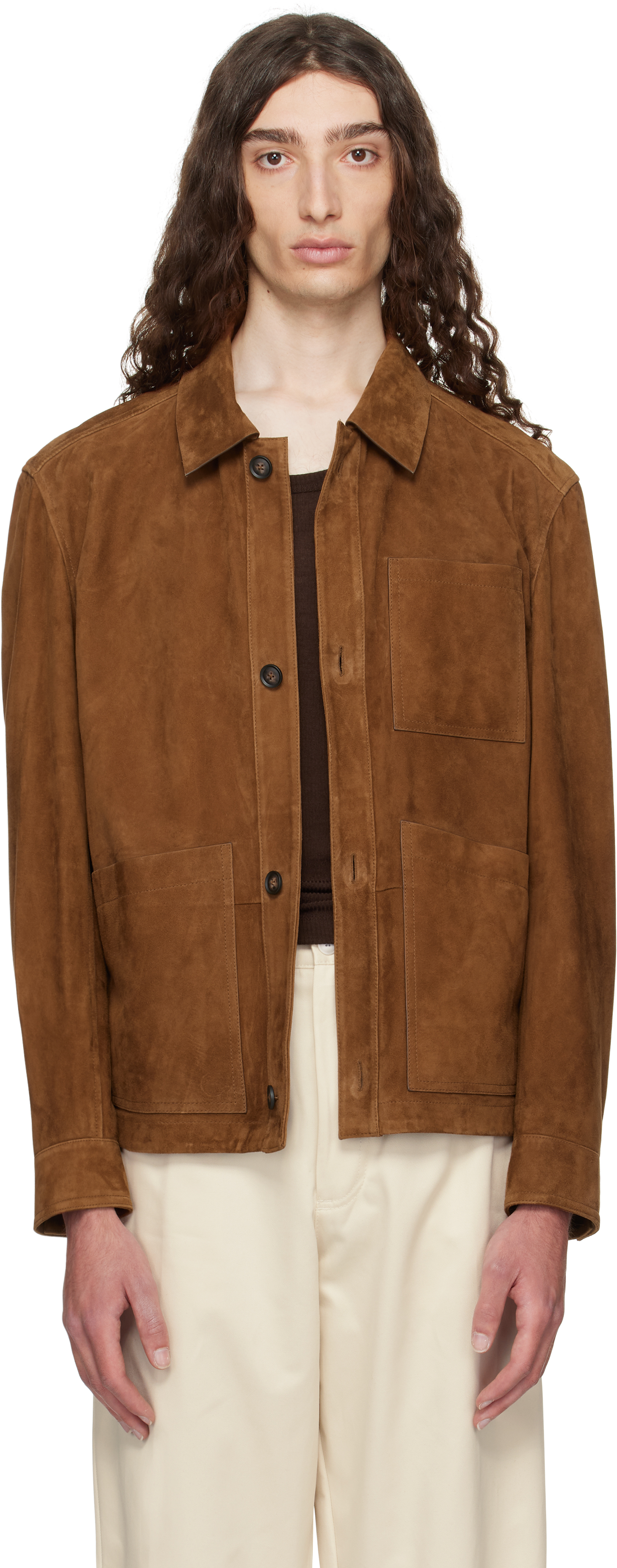 Brown Regular-Fit Nappalan Suede Jacket