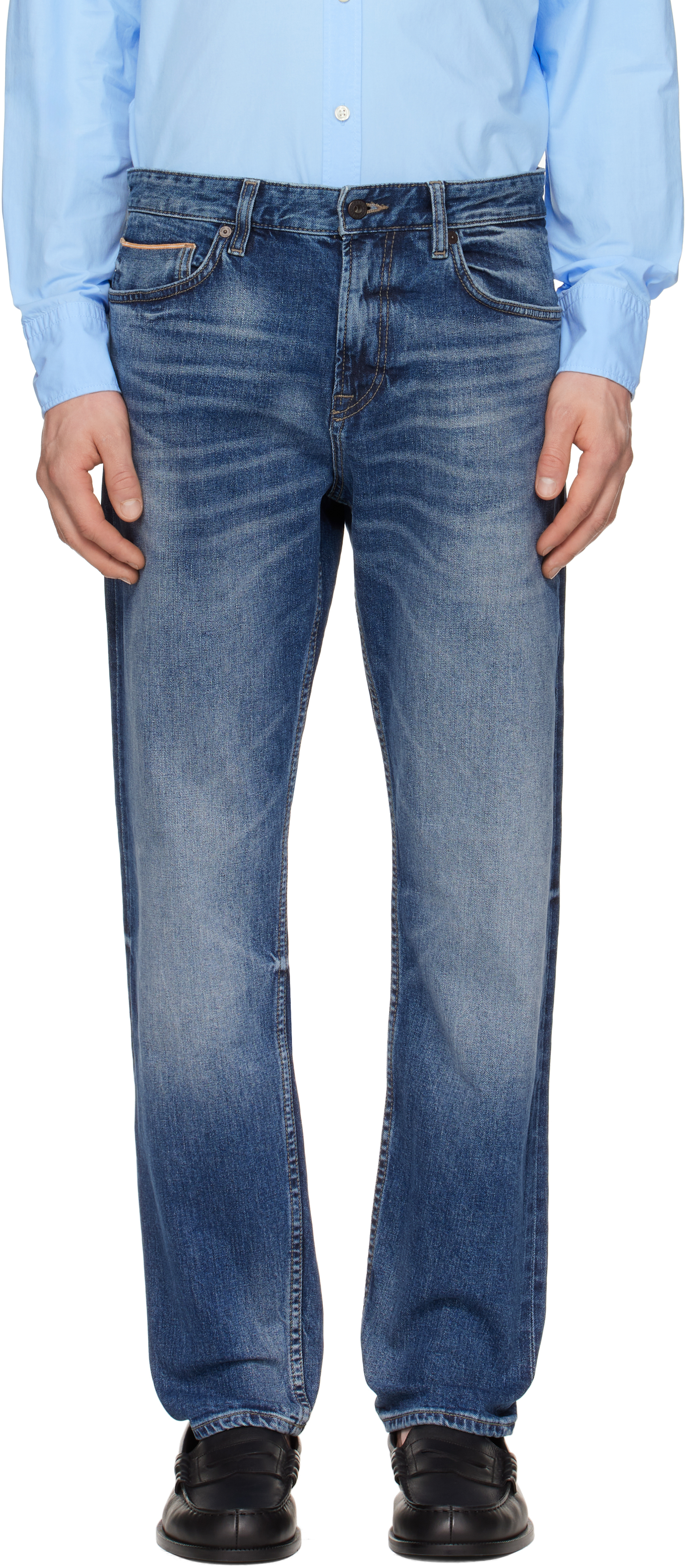 Navy Maine Regular-Fit Selvedge Denim Jeans