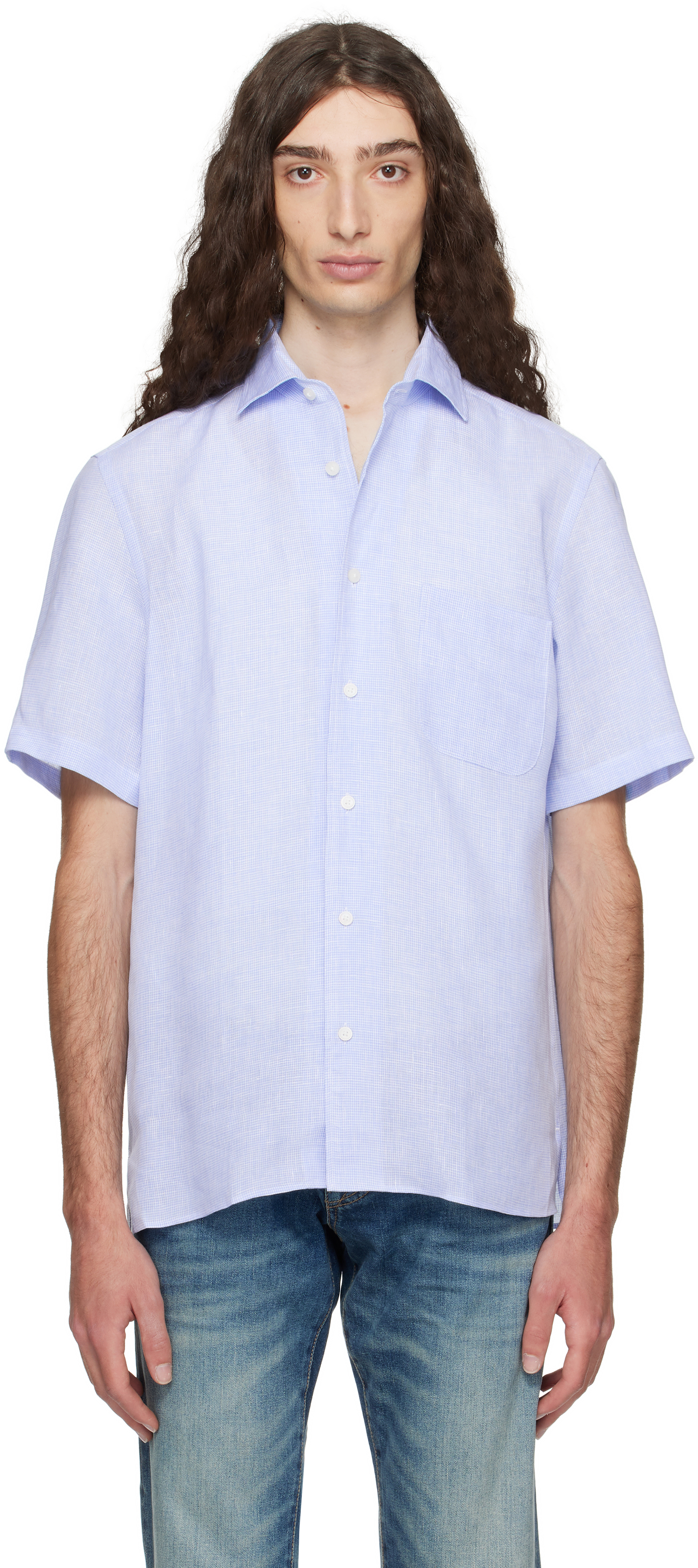 Blue BECKHAM Edition Regular-Fit Linen Shirt