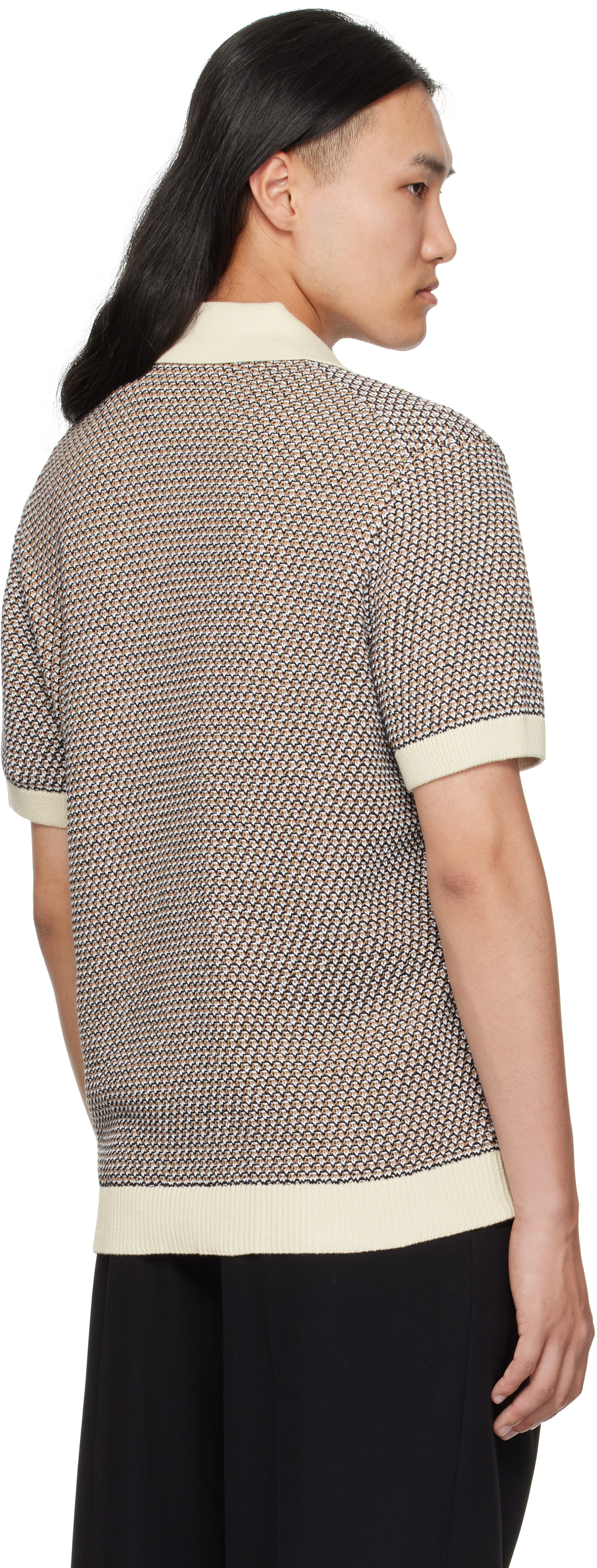 Hugo Boss C-iconico Knit Button Polo Shirt Open White In Brown