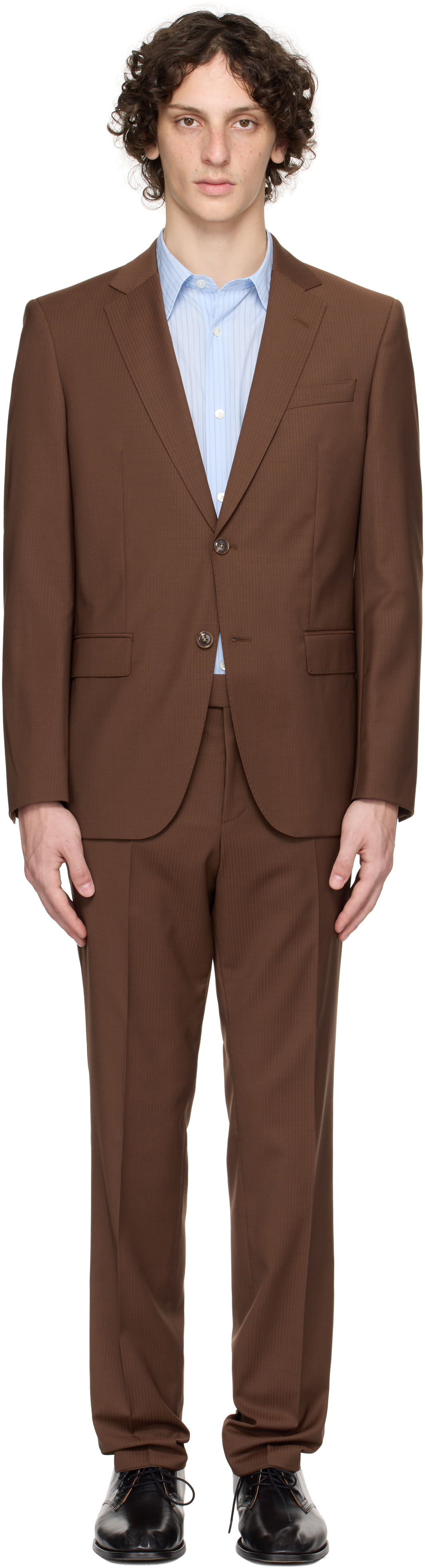 Brown Single-Breasted Suit