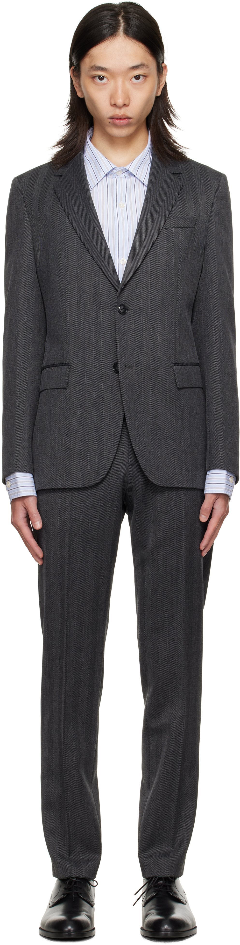 Hugo Boss Gray Slim-fit Two-piece Suit In Gray