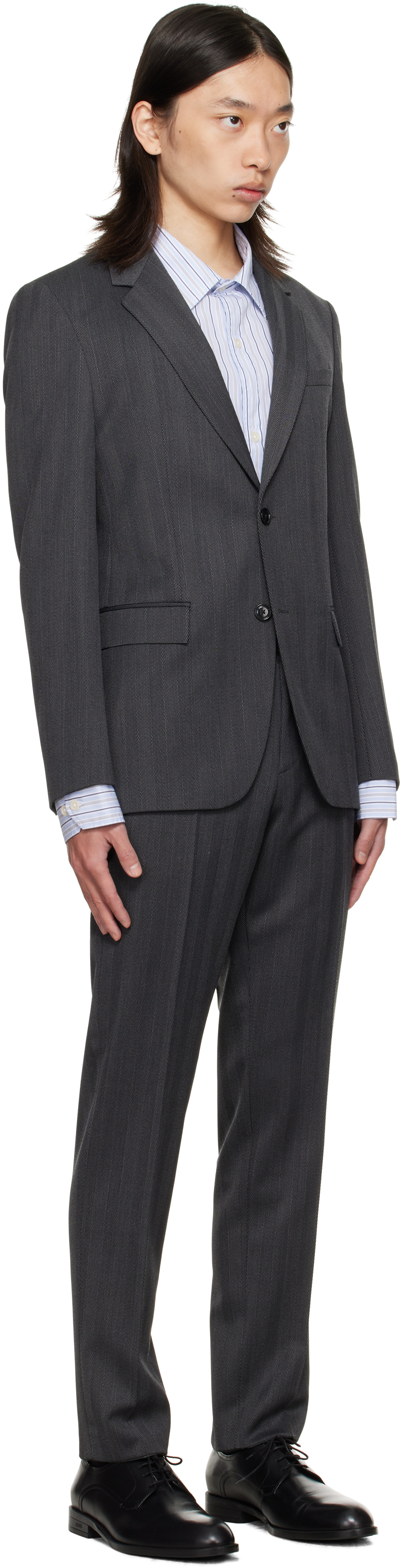 Hugo Boss Gray Slim-fit Two-piece Suit In Gray