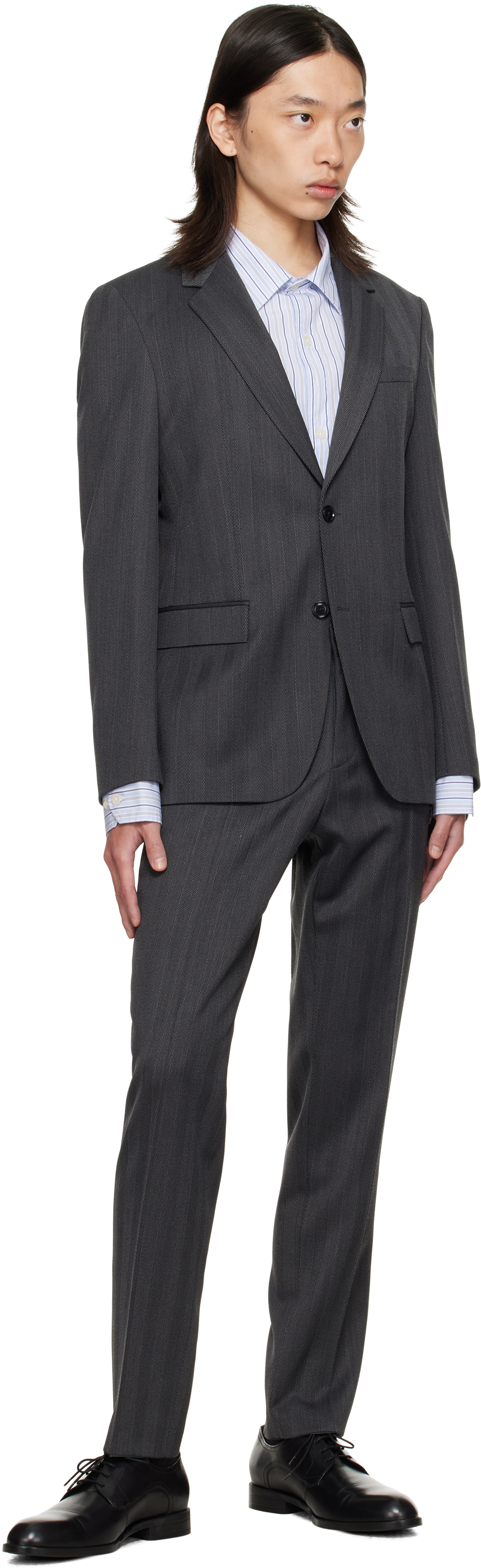 Hugo Boss Gray Slim-fit Two-piece Suit In Gray