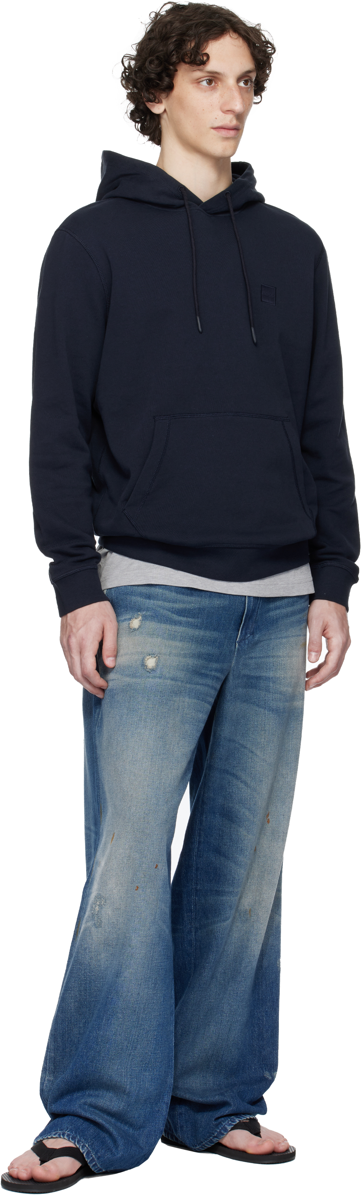 Hugo Boss Cotton-terry Hoodie With Logo Patch In Black