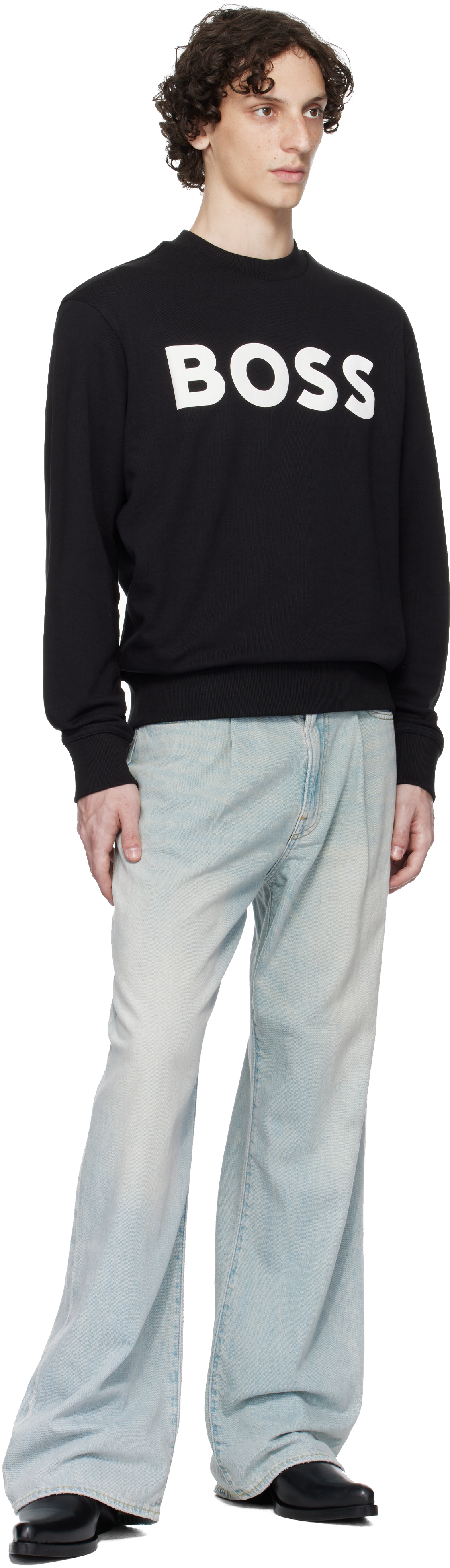 Hugo Boss Relaxed-fit Cotton-terry Sweatshirt With Rubber-print Logo