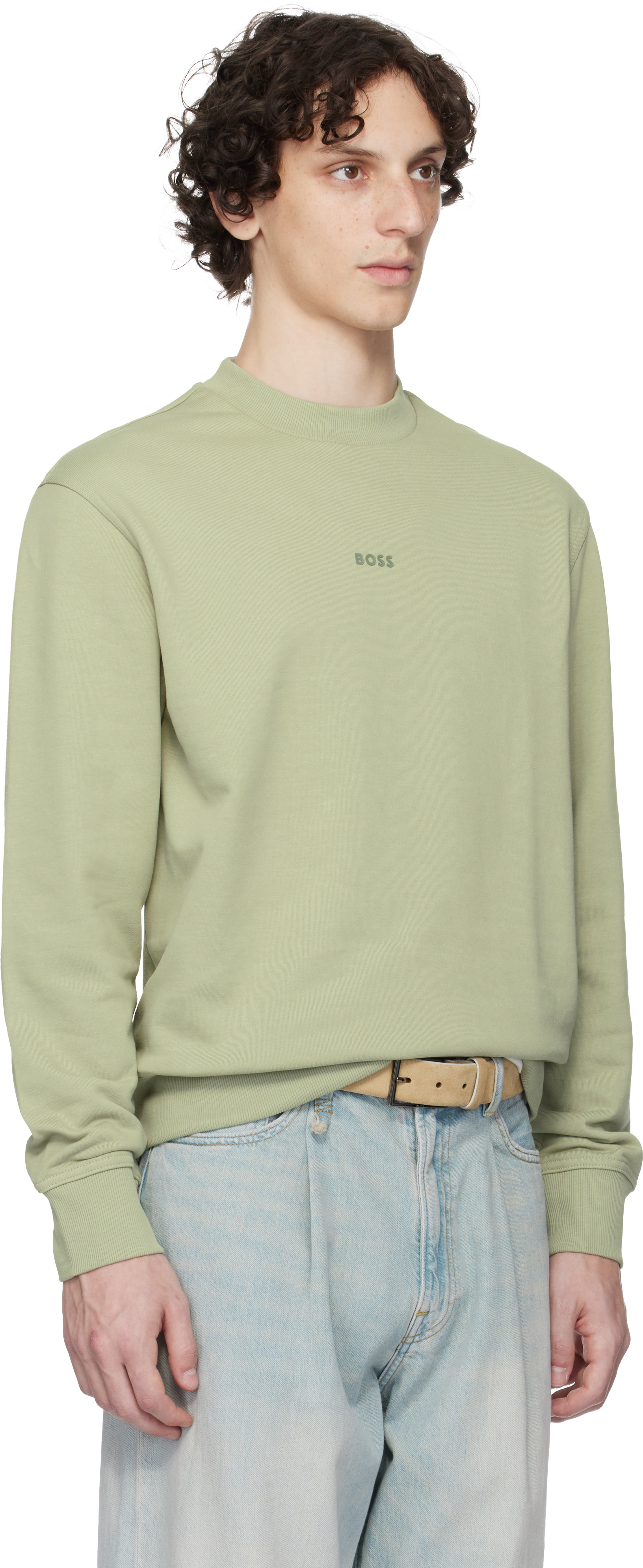 Hugo Boss Khaki Relaxed-fit Terry Contrast Logo Sweatshirt