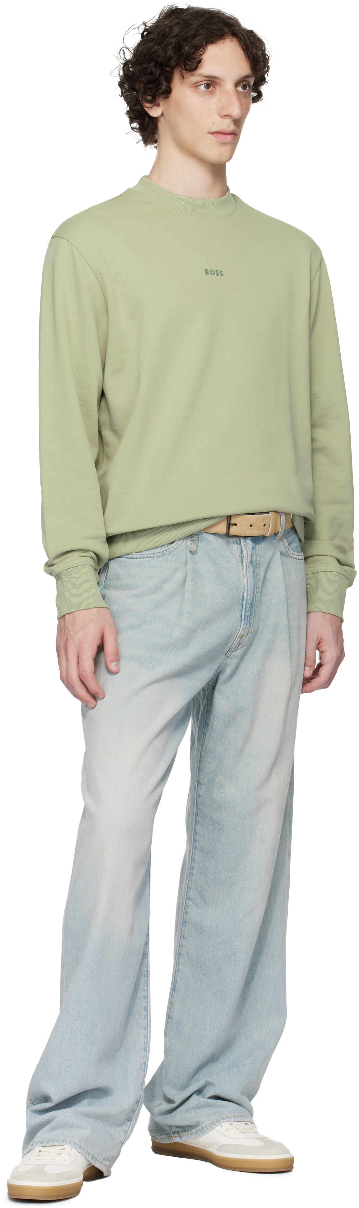 Hugo Boss Khaki Relaxed-fit Terry Contrast Logo Sweatshirt