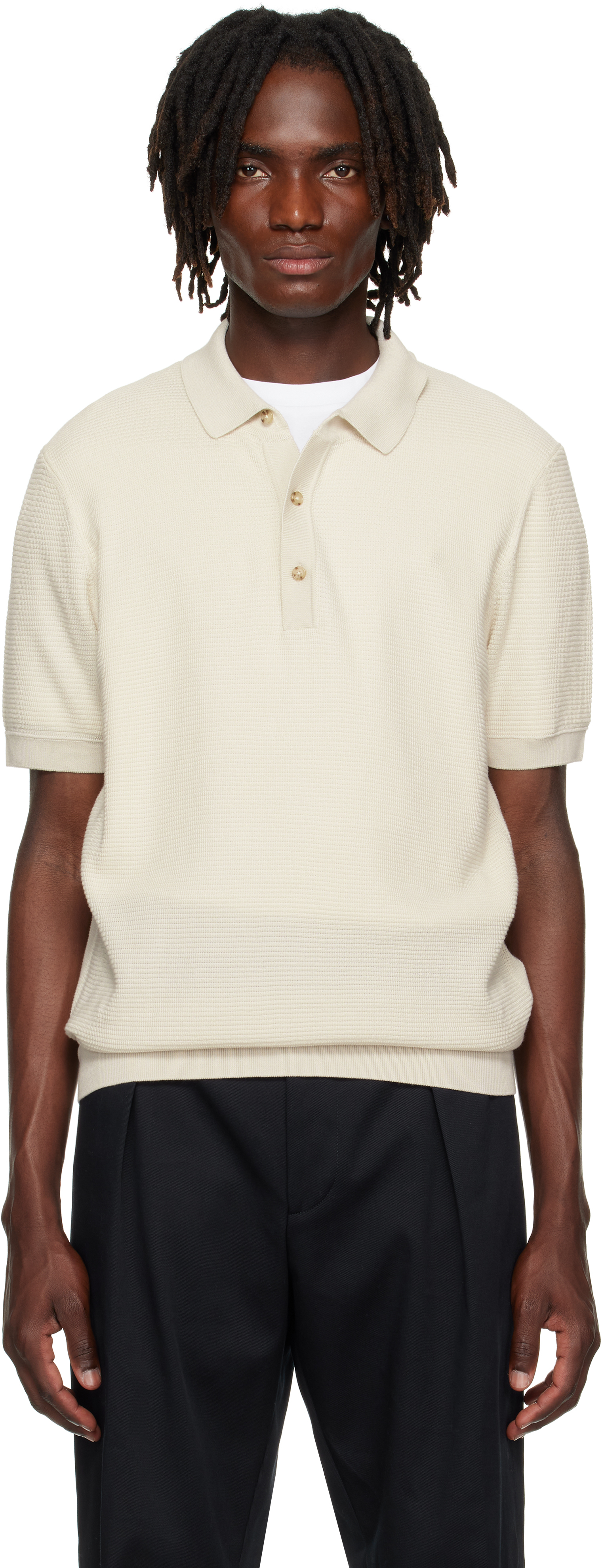 Beige Regular Knit Polo