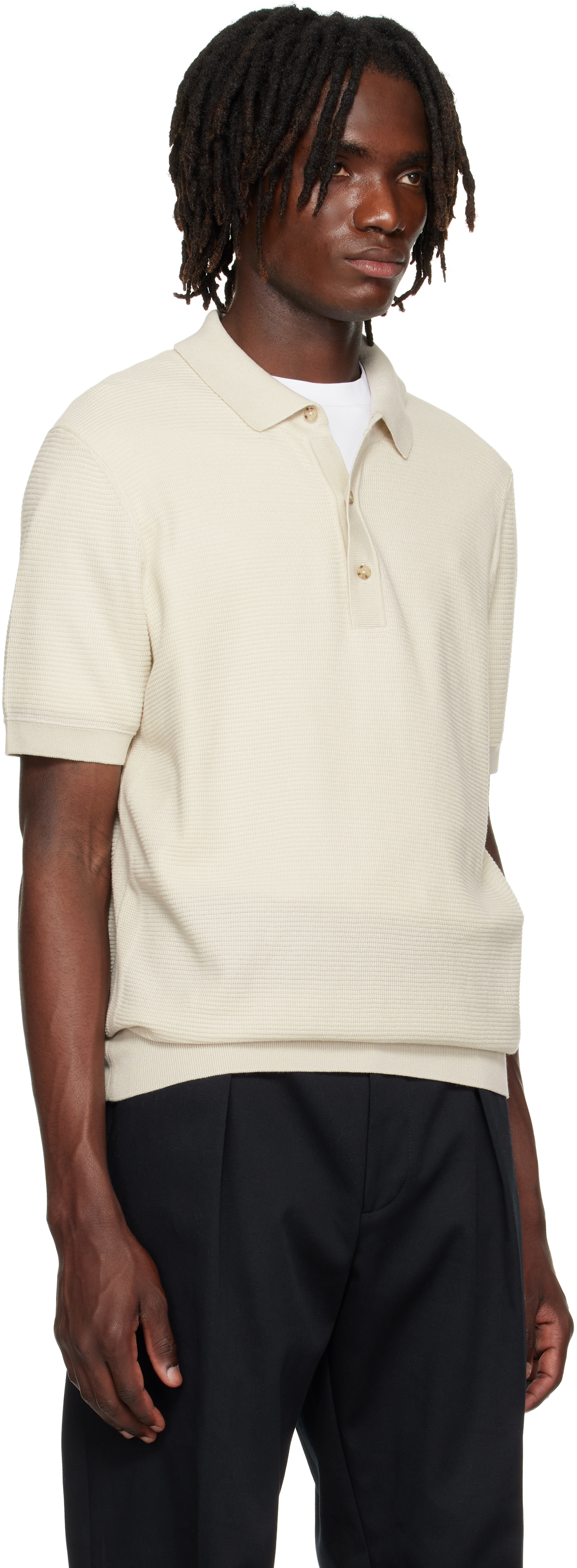 Hugo Boss Beige Regular Knit Polo In Neutral