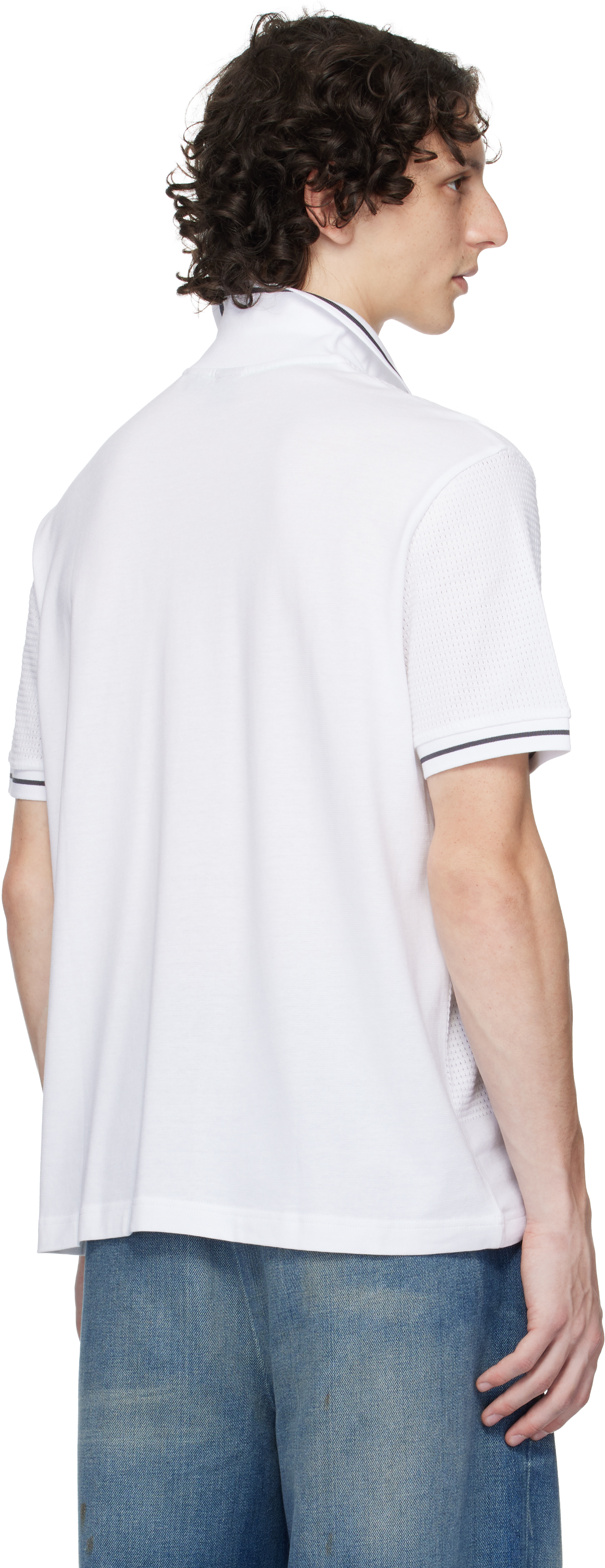 Hugo Boss White Relaxed-fit Cotton Mesh Polo