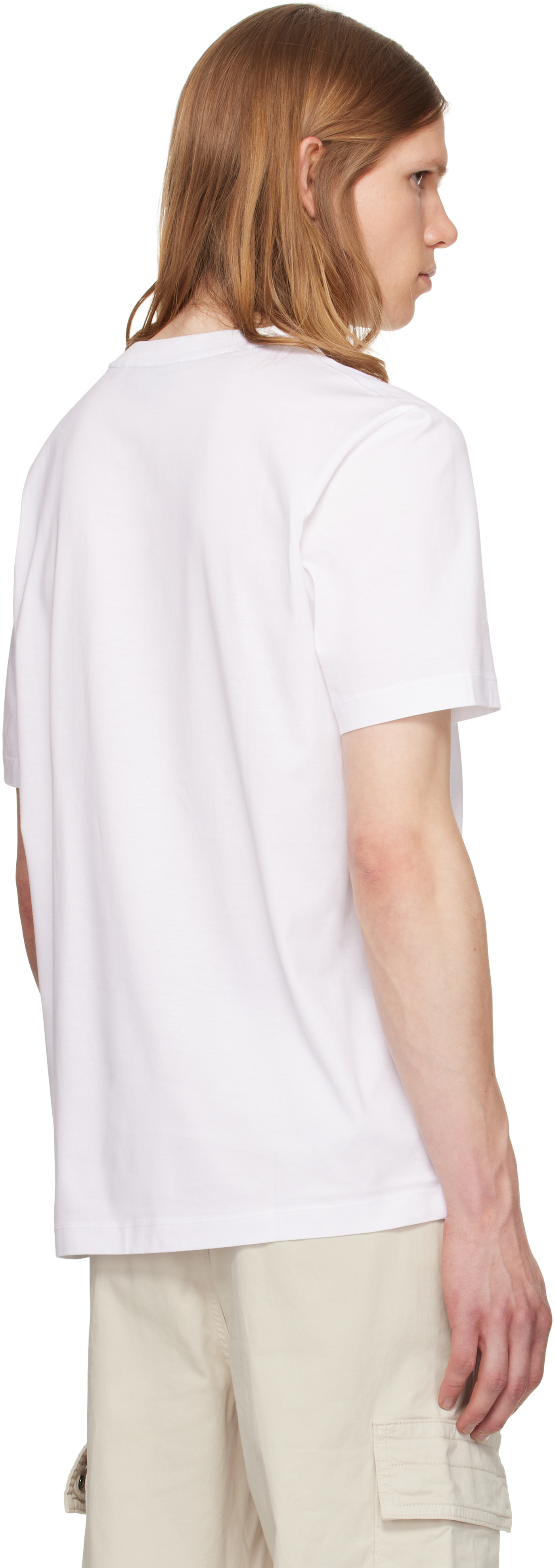 Hugo Boss Cotton-jersey T-shirt With Curved-logo Print In White