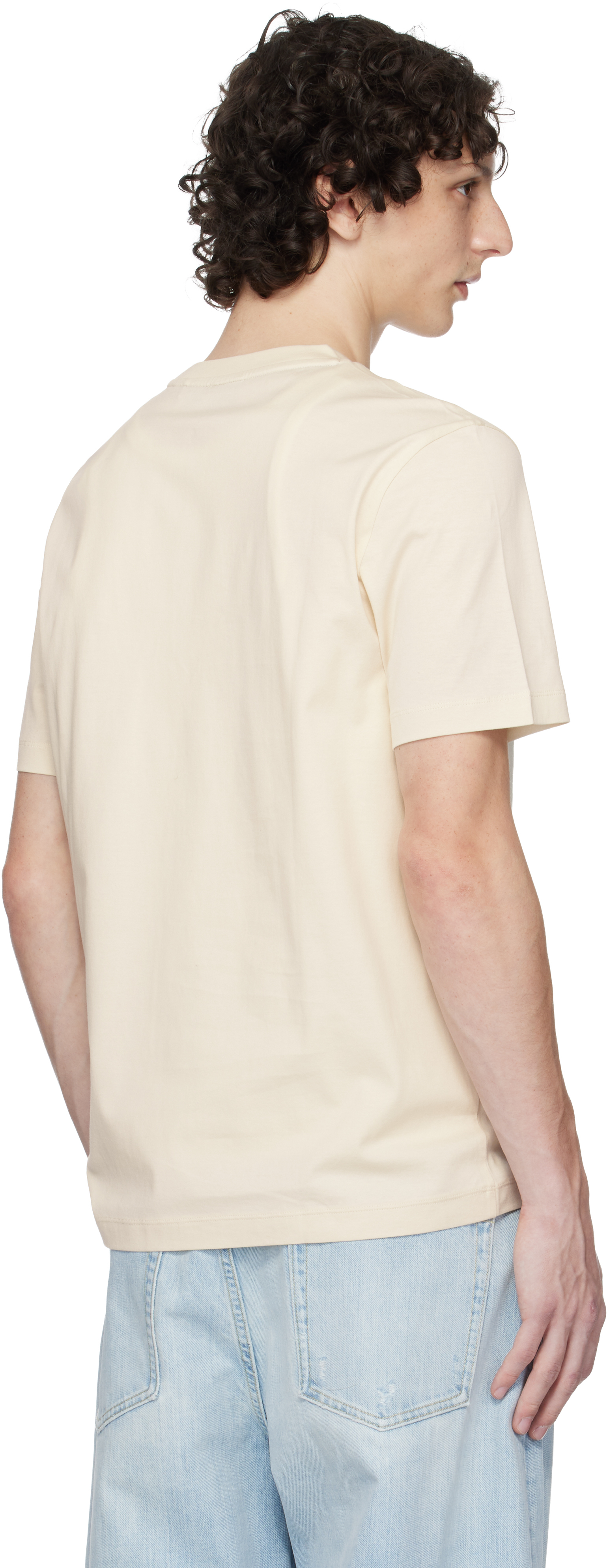 Hugo Boss Beige Cotton-jersey Logo Print T-shirt