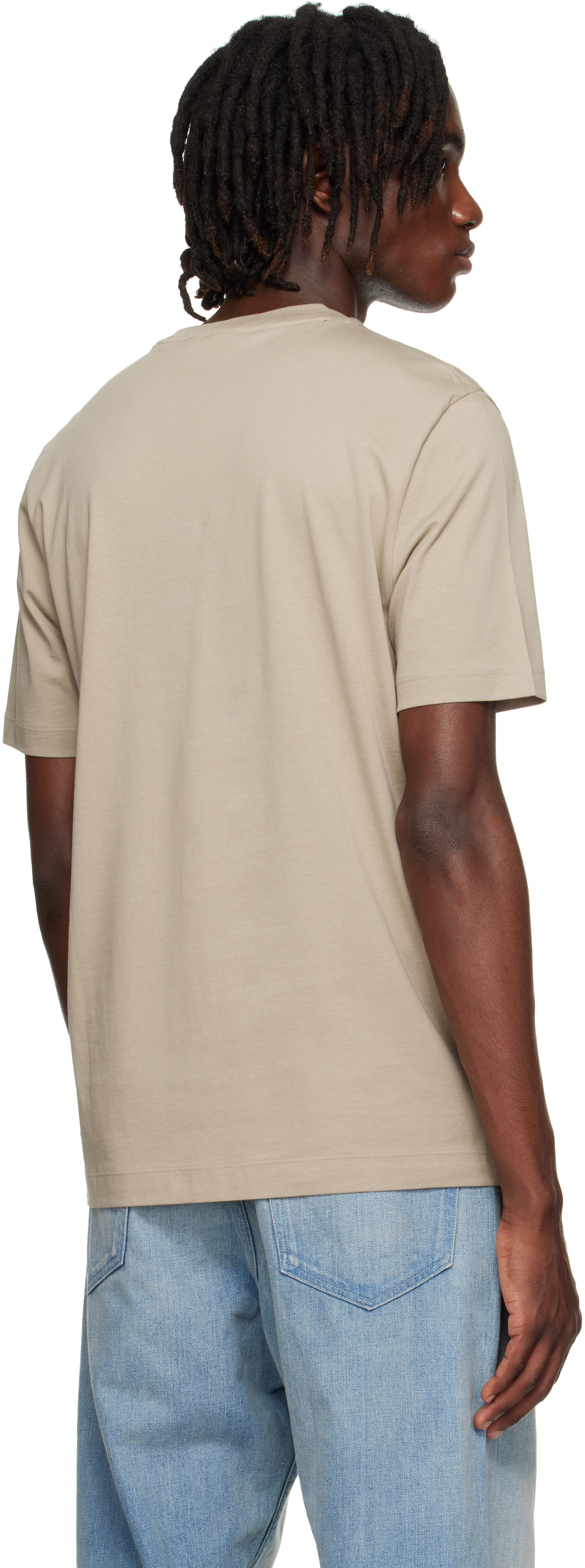 Hugo Boss Beige Cotton Jersey Logo Detail T-shirt In Neutral
