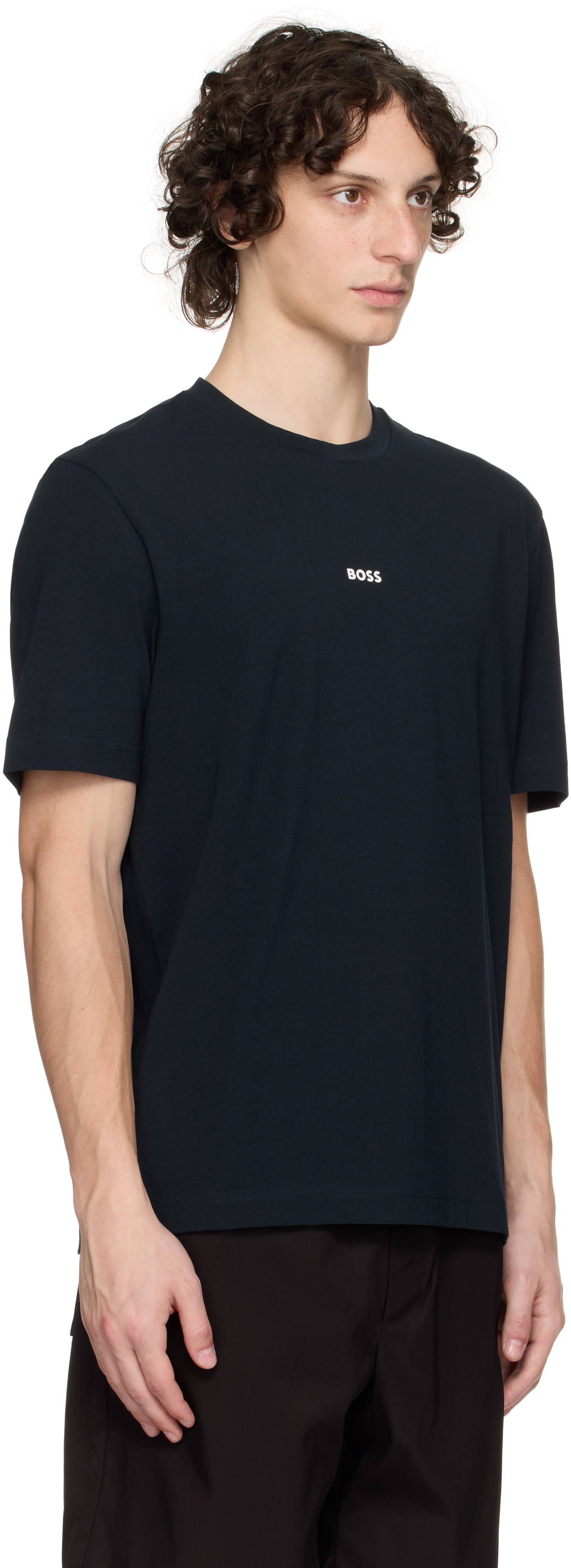 Hugo Boss Relaxed-fit T-shirt In Cotton With Logo Print In Blue