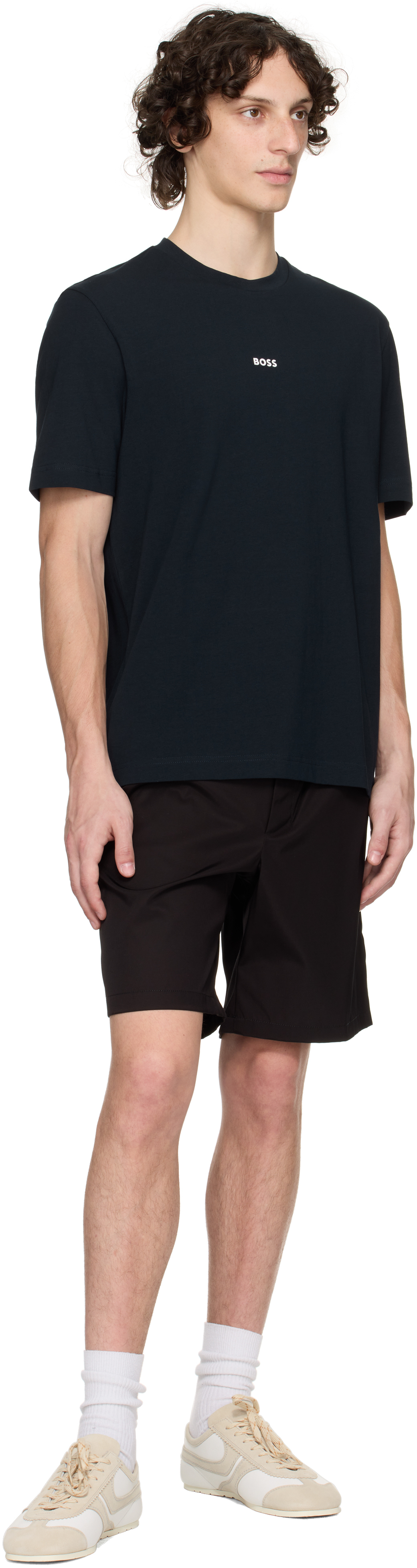 Hugo Boss Relaxed-fit T-shirt In Cotton With Logo Print In Blue