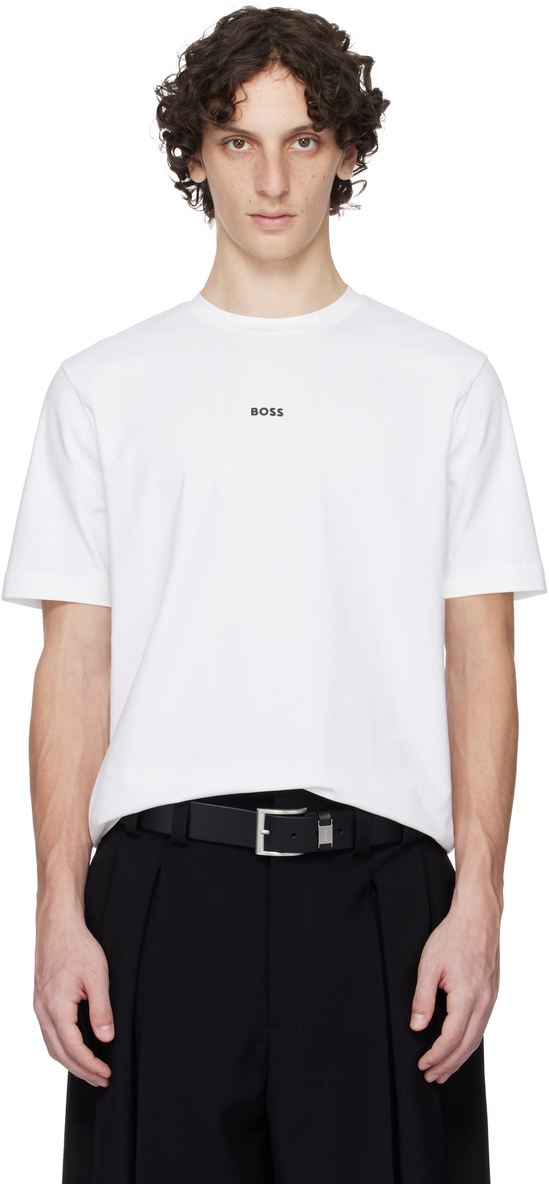 Hugo Boss White Relaxed-fit Stretch Cotton Logo T-shirt