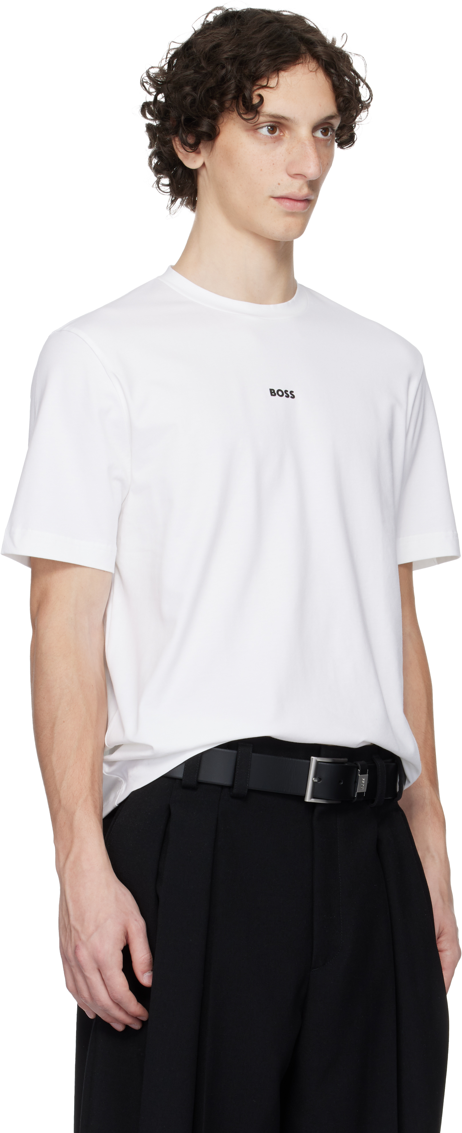 Hugo Boss White Relaxed-fit Stretch Cotton Logo T-shirt