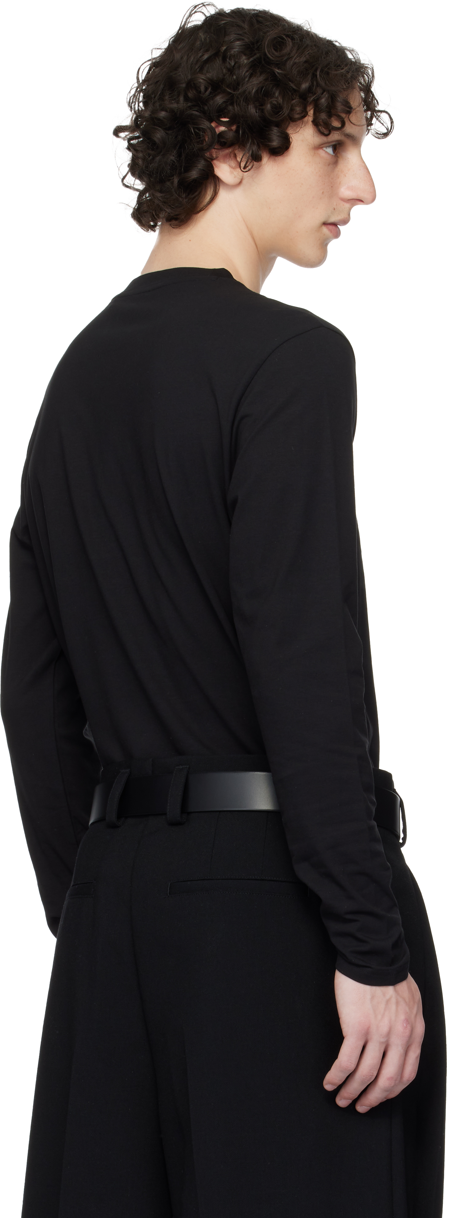 Hugo Boss Black Long-sleeved Stretch Cotton Logo T-shirt