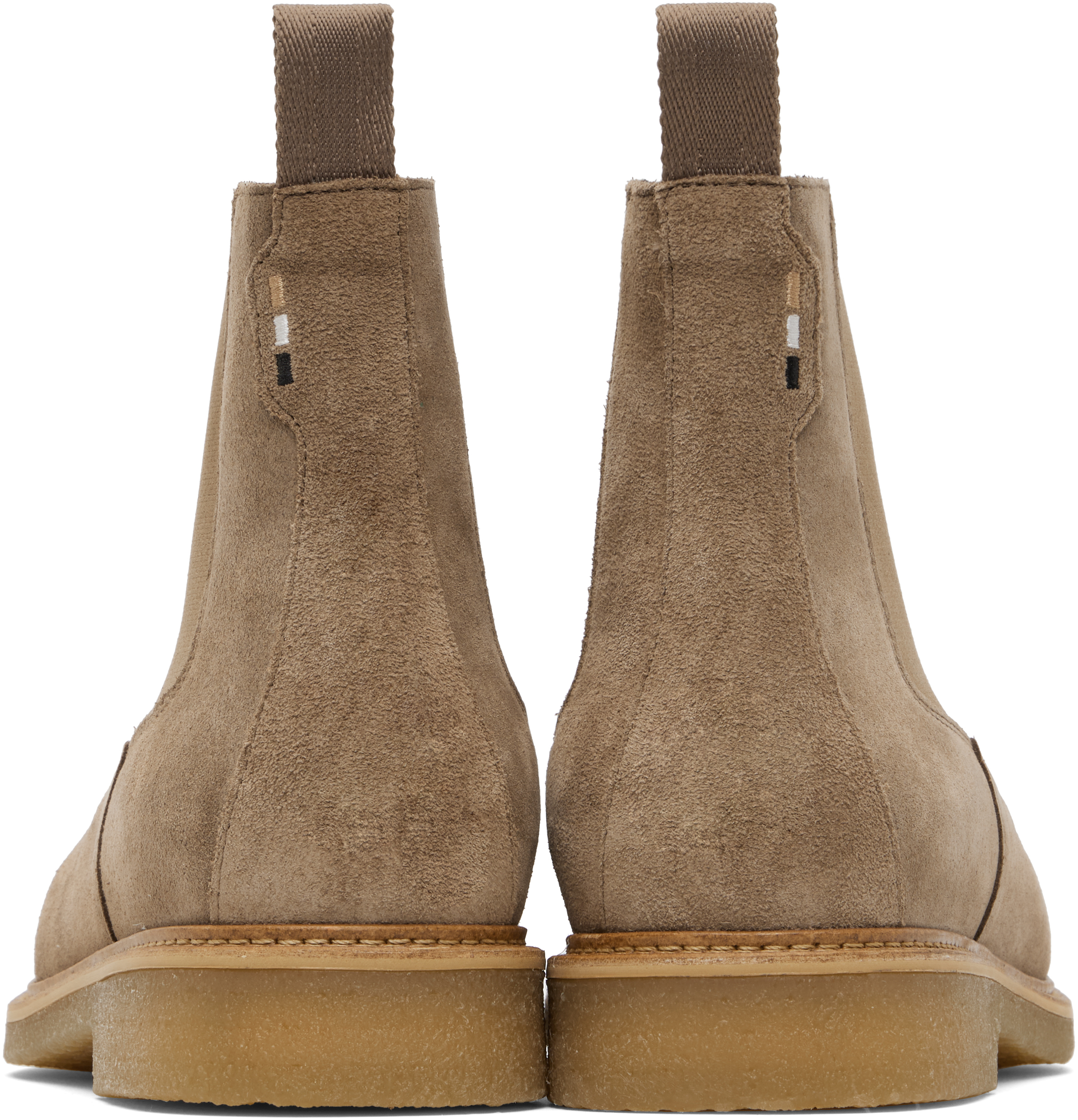 Hugo Boss Beige Elasticated Panels Chelsea Boots In Brown