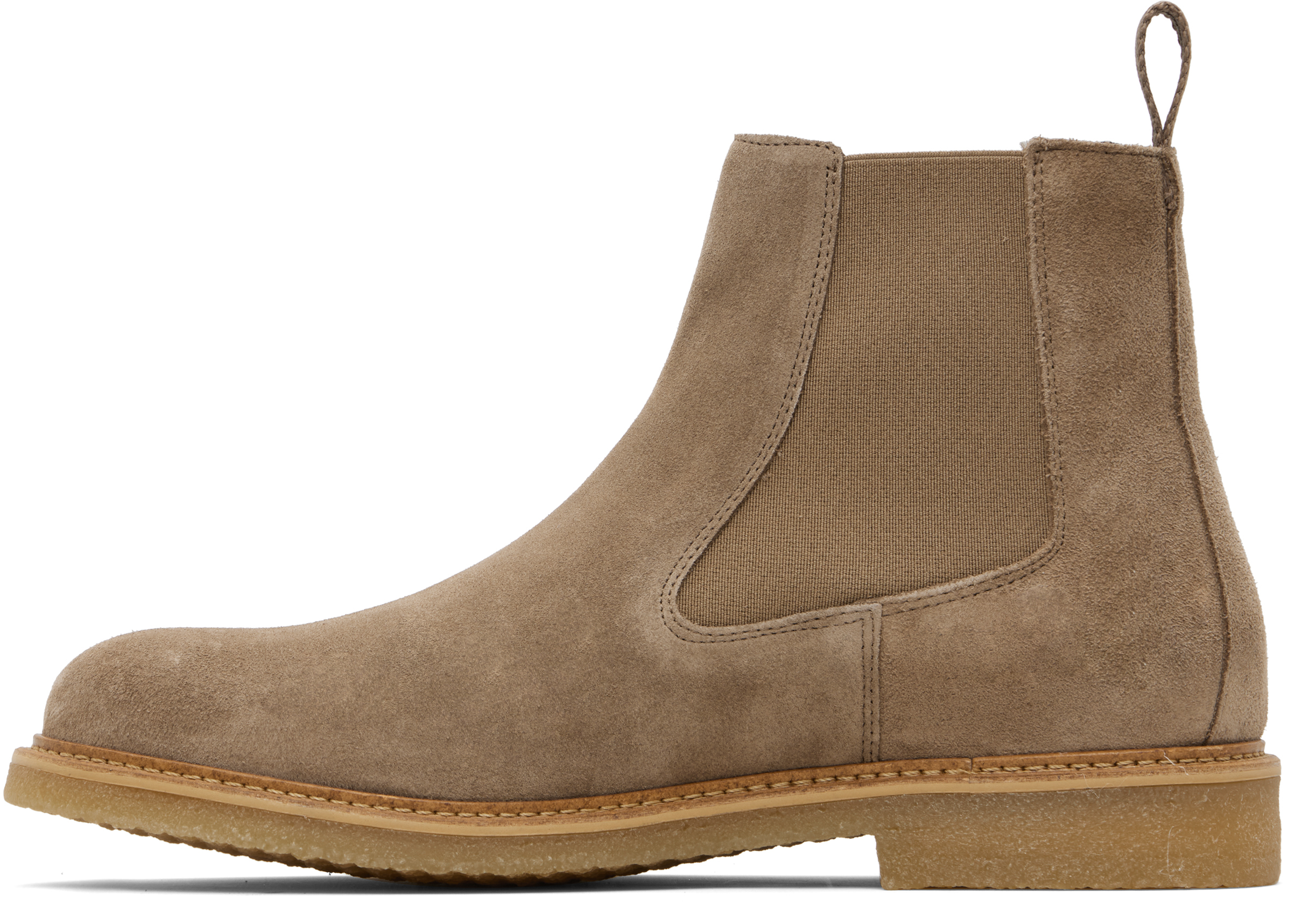 Hugo Boss Beige Elasticated Panels Chelsea Boots In Brown