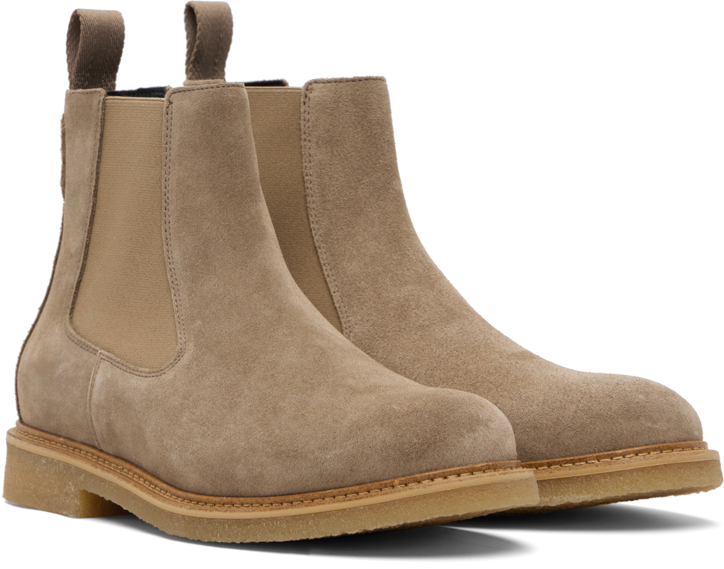 Hugo Boss Beige Elasticated Panels Chelsea Boots In Brown