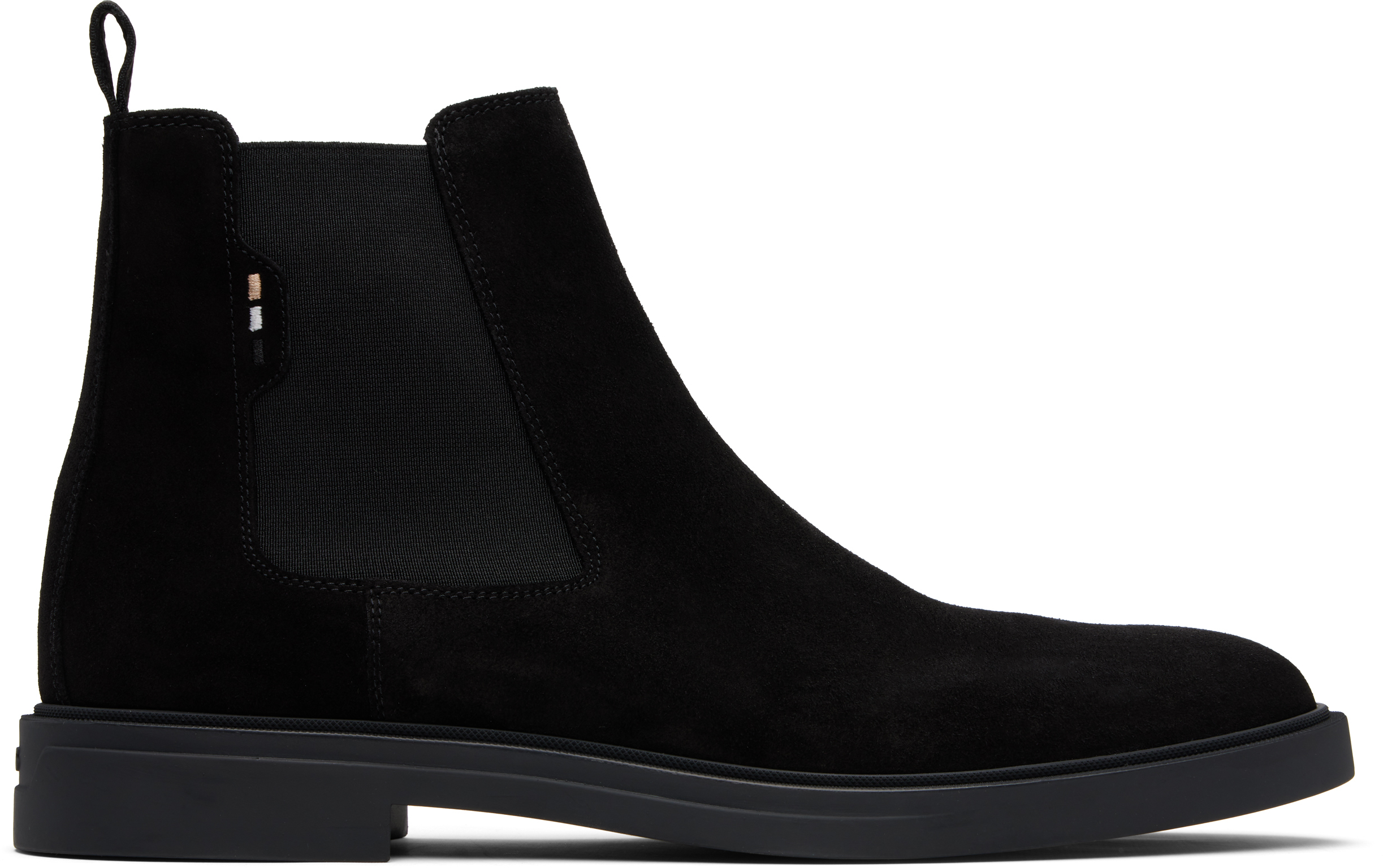 Hugo Boss Black Signature Stripe Suede Chelsea Boots In Black