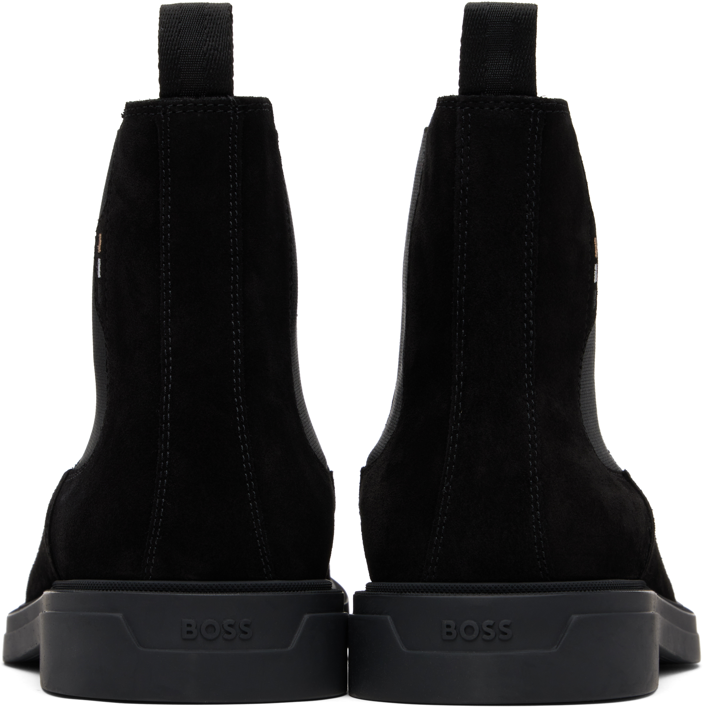 Hugo Boss Black Signature Stripe Suede Chelsea Boots In Black