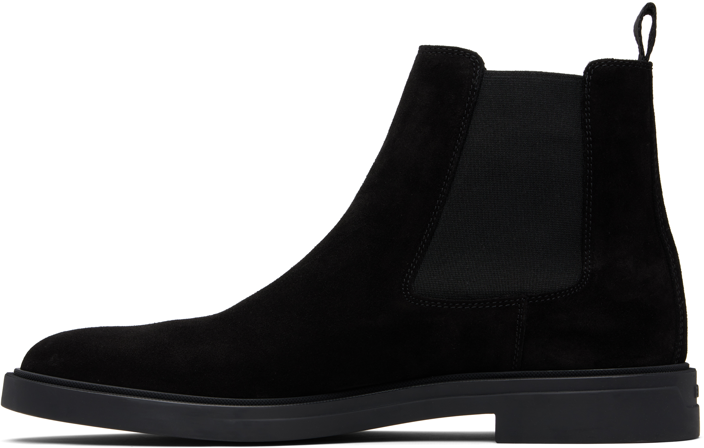 Hugo Boss Black Signature Stripe Suede Chelsea Boots In Black