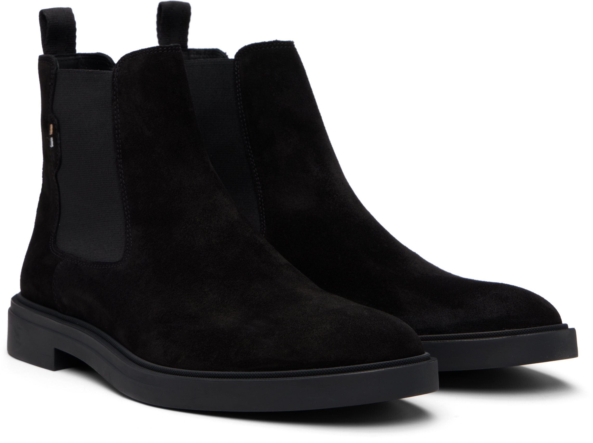 Hugo Boss Black Signature Stripe Suede Chelsea Boots In Black