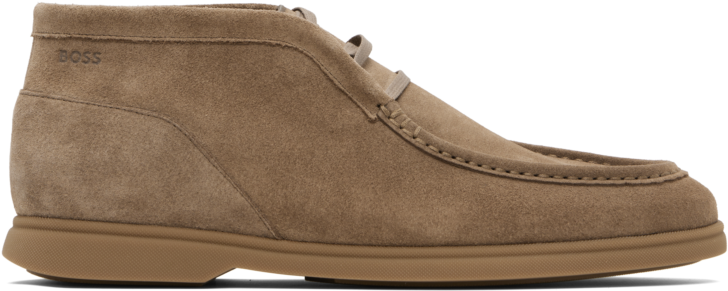 Beige Stitching Details Desert Boots