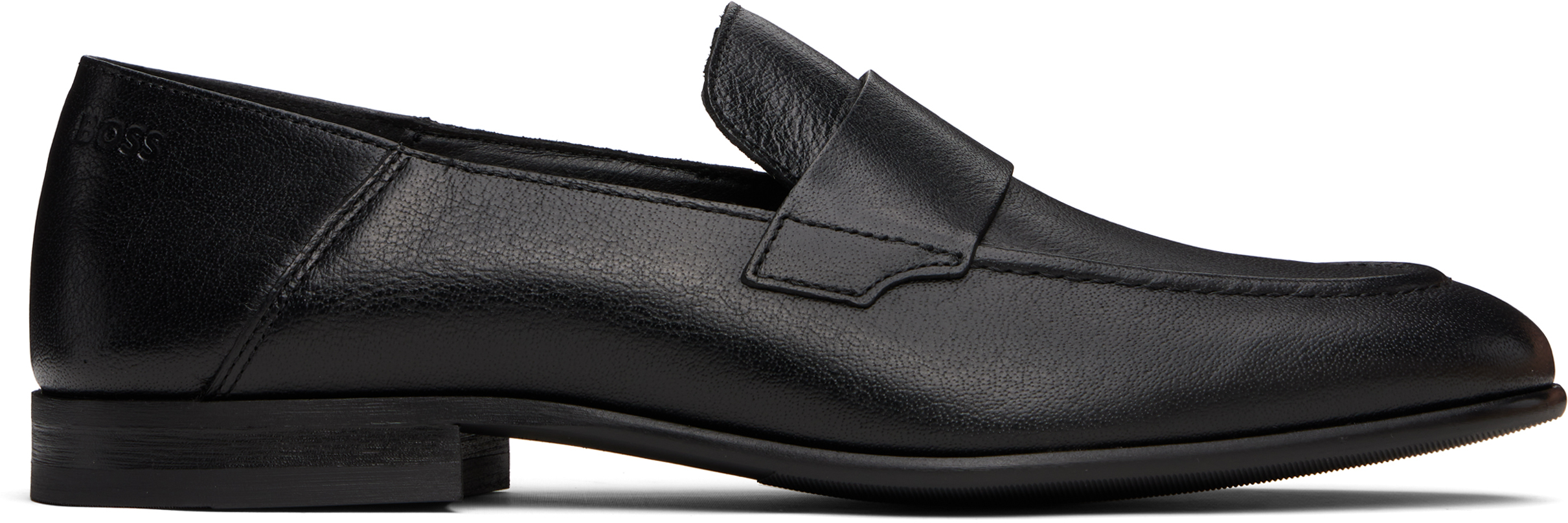 Black Tumbled Leather Penny Loafers