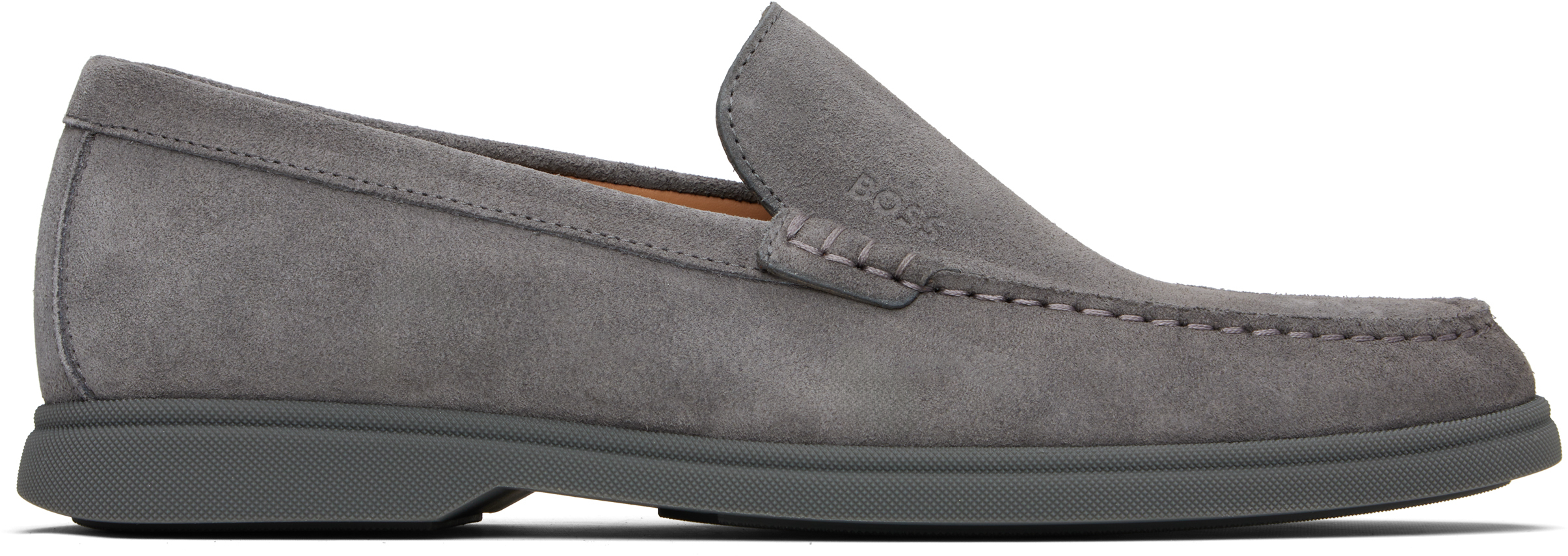 Gray Suede Contrast Sole Loafers