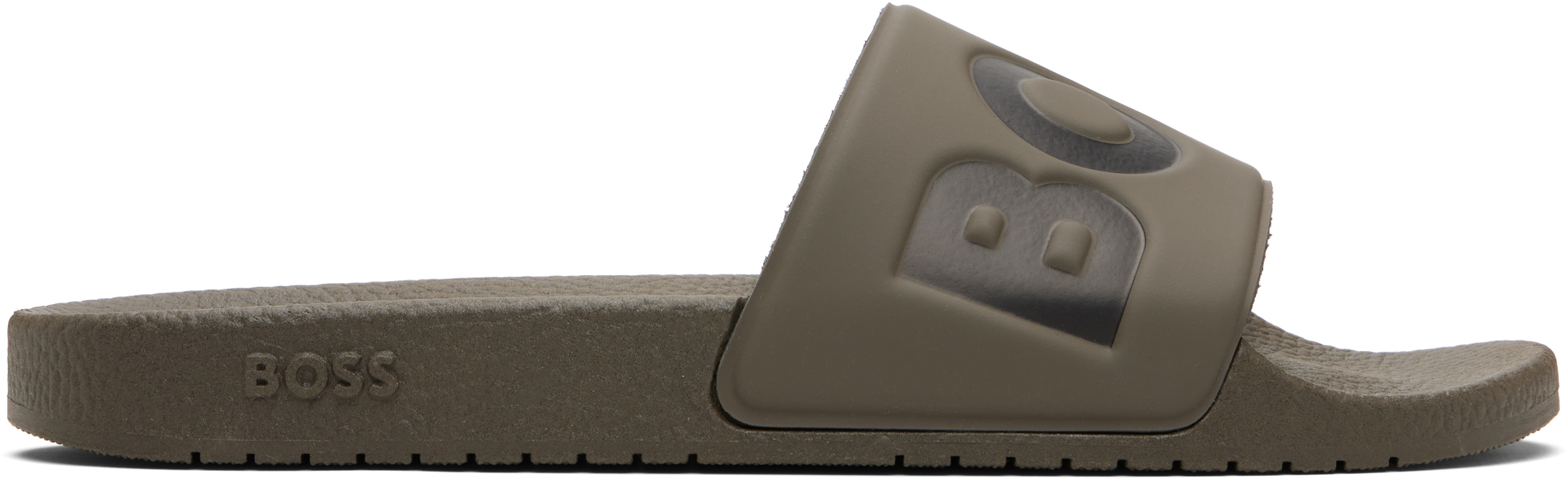 Hugo Boss Khaki Large Logo Detail Slides