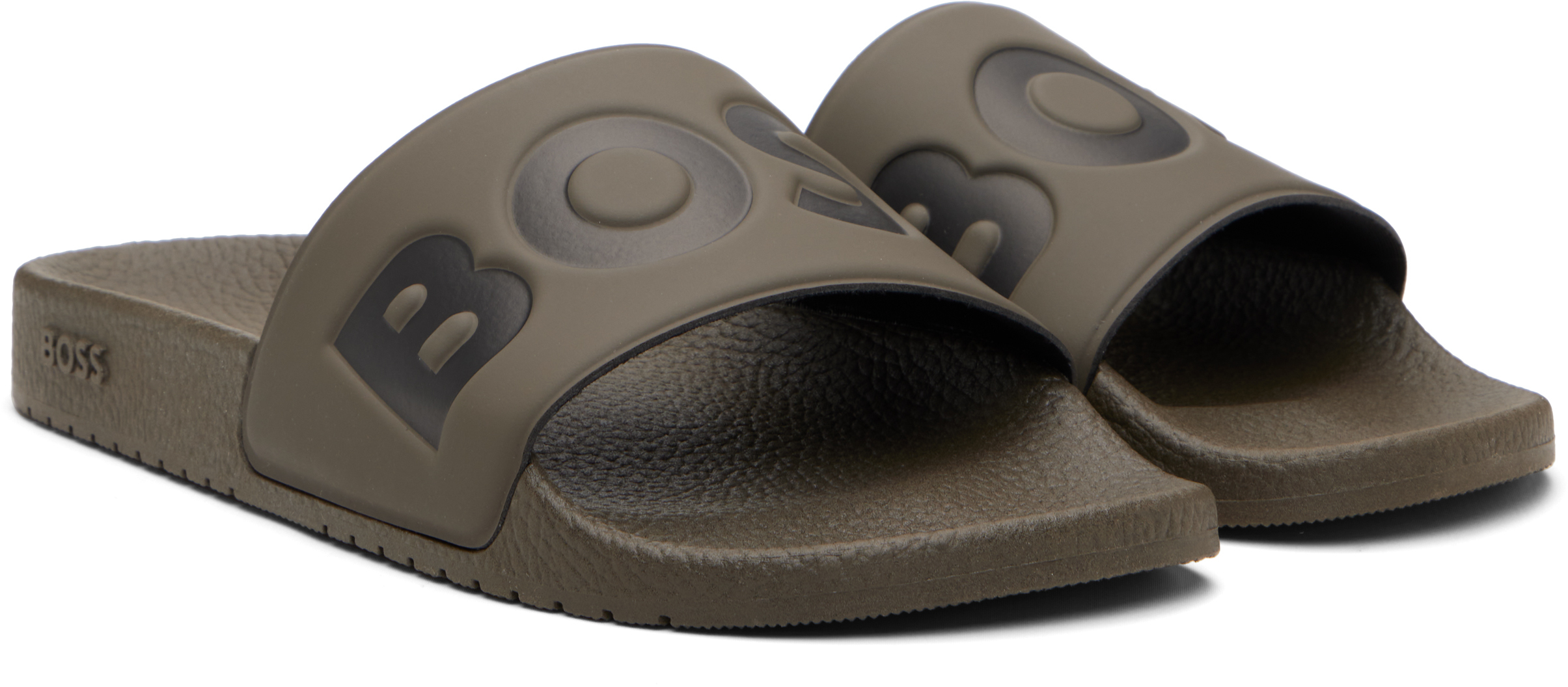 Hugo Boss Khaki Large Logo Detail Slides