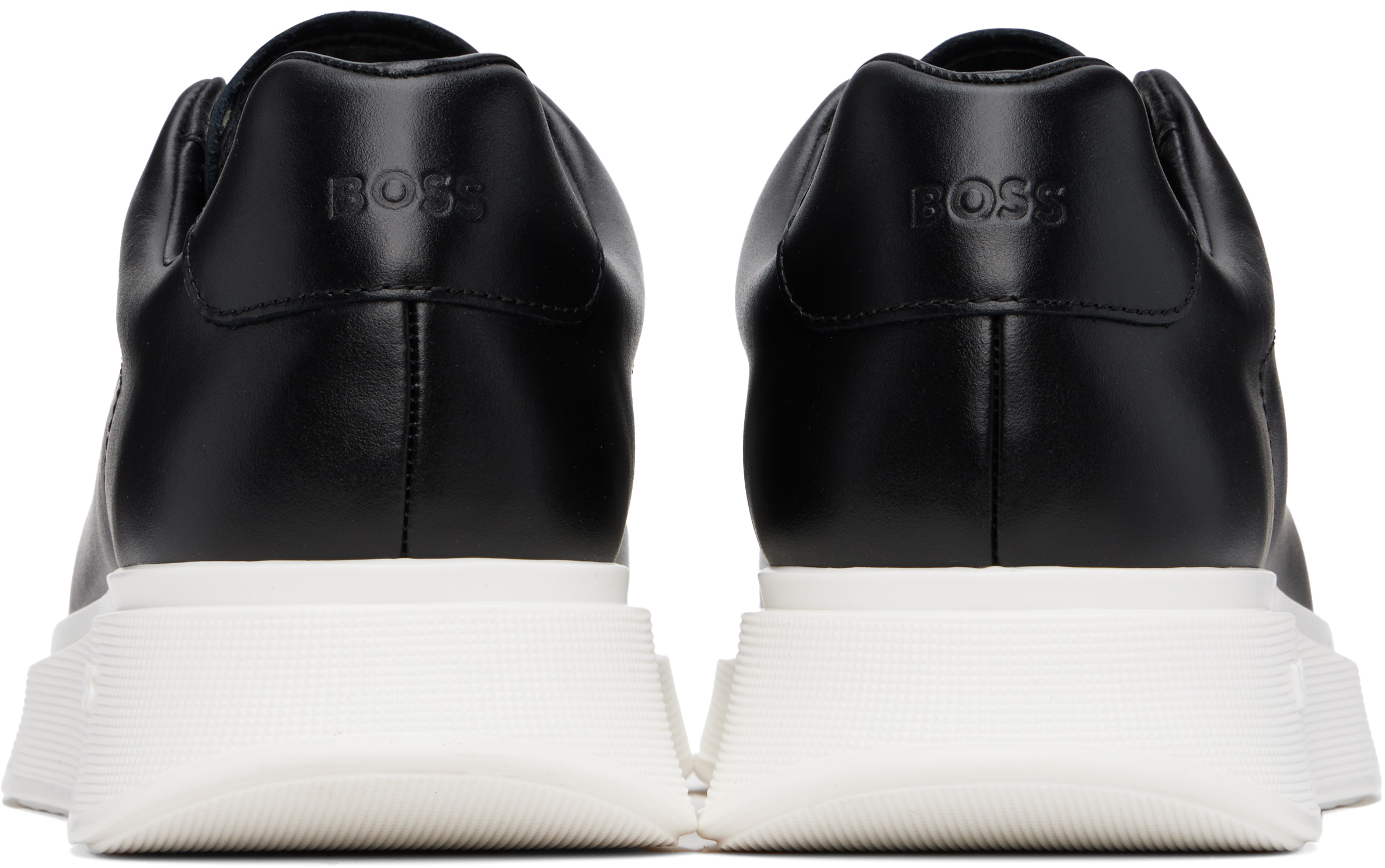 Shop Hugo Boss Black & White Leather Sneakers