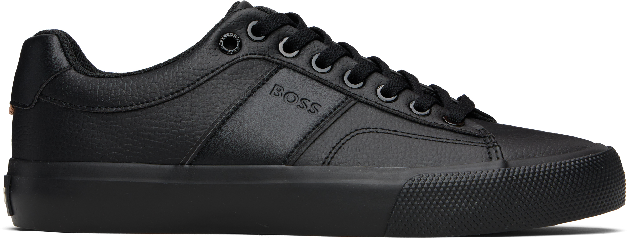 BOSS パッデッドジャージー スニーカー ロゴディテール boss-hugo-boss-black-faux-