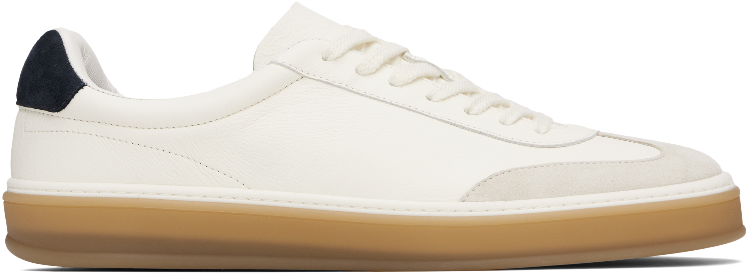 White & Navy BECKHAM Edition Low-Top Suede Sneakers