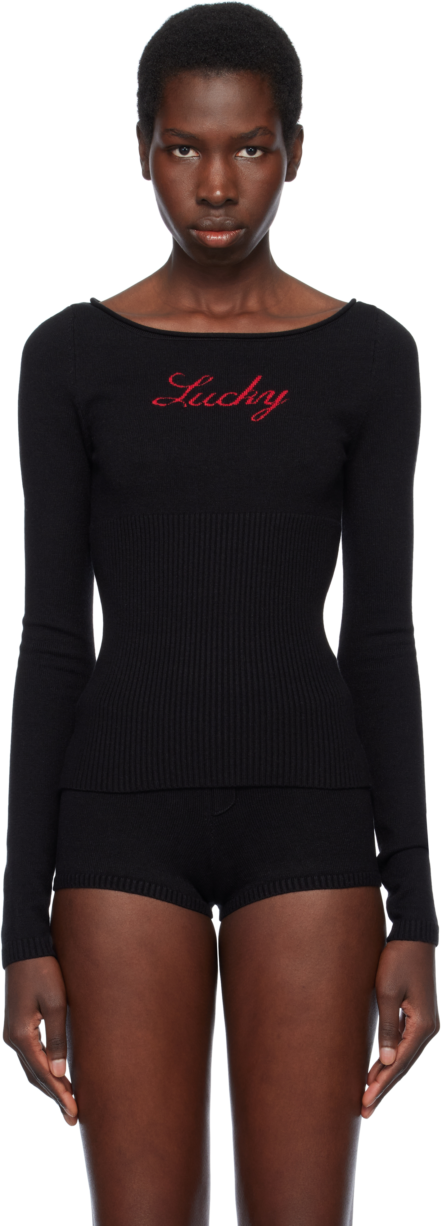 FRANKIES BIKINIS BLACK BELLA HADID EDITION THEO KNIT SWEATER