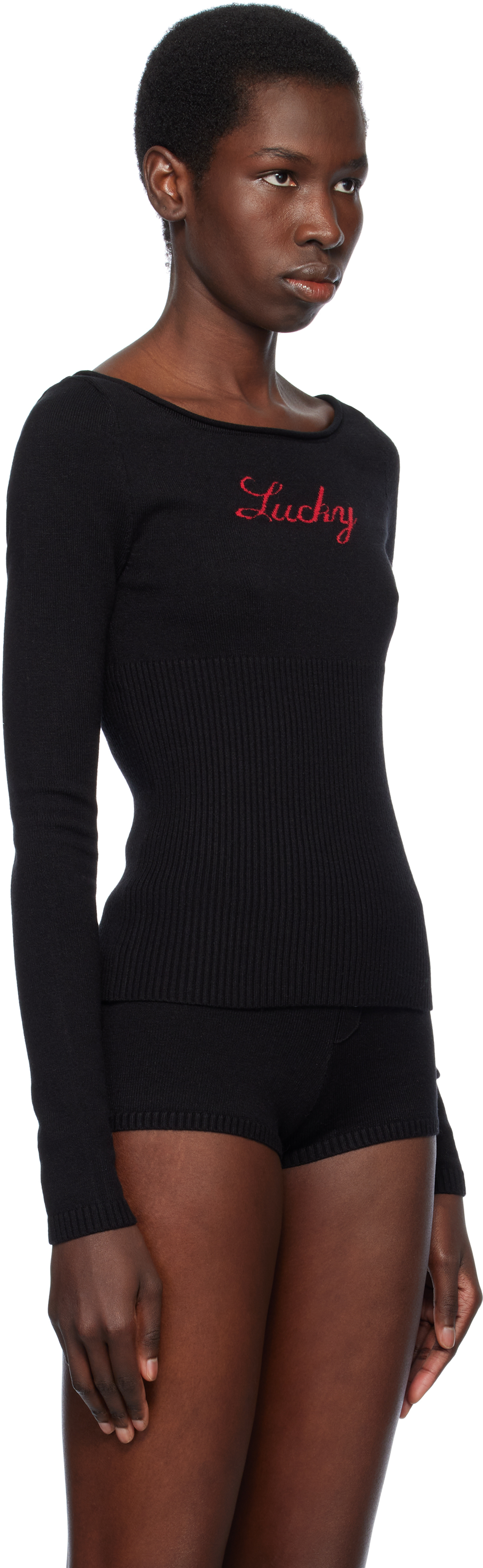 FRANKIES BIKINIS BLACK BELLA HADID EDITION THEO KNIT SWEATER