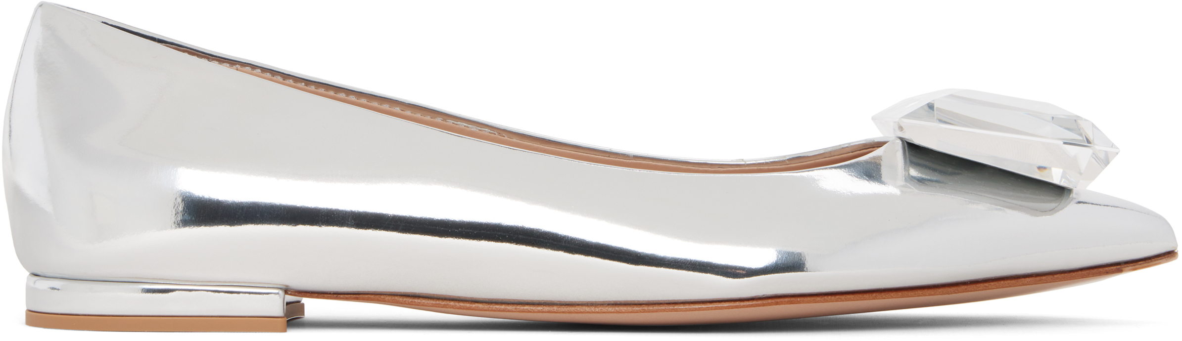 Gianvito Rossi Silver Jaipur 05 Ballerina Flats In Silver