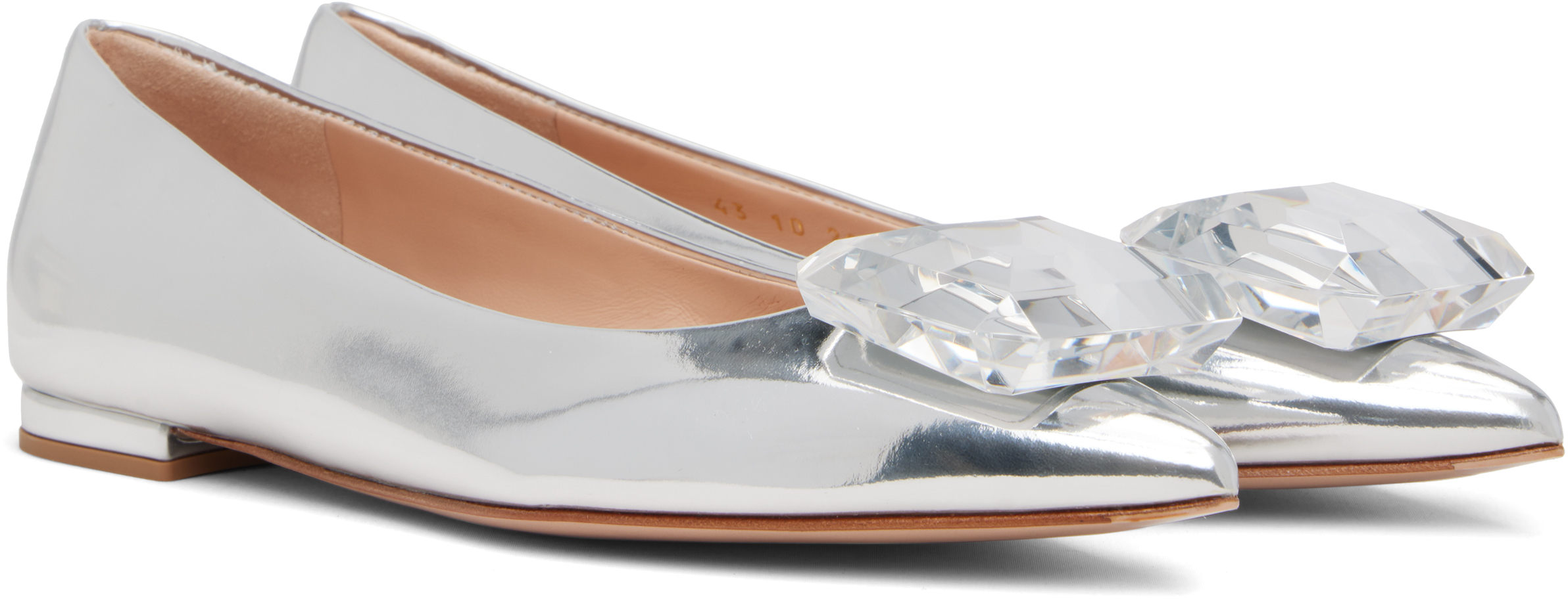 Gianvito Rossi Silver Jaipur 05 Ballerina Flats In Silver