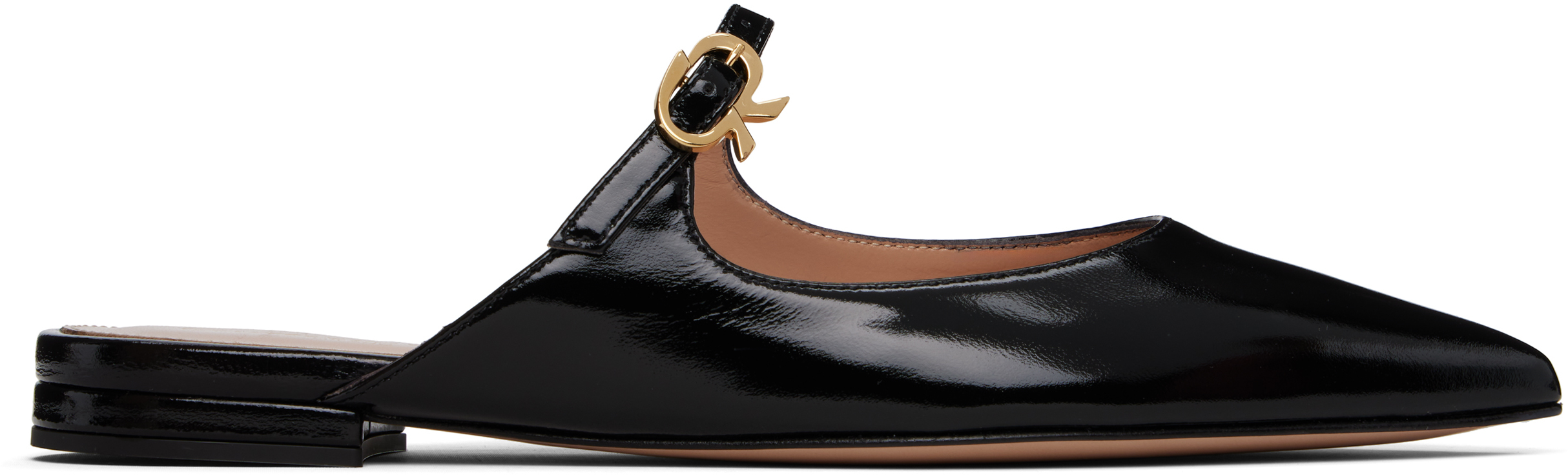Gianvito Rossi Black Ribbon Jane Slide Loafers In Black